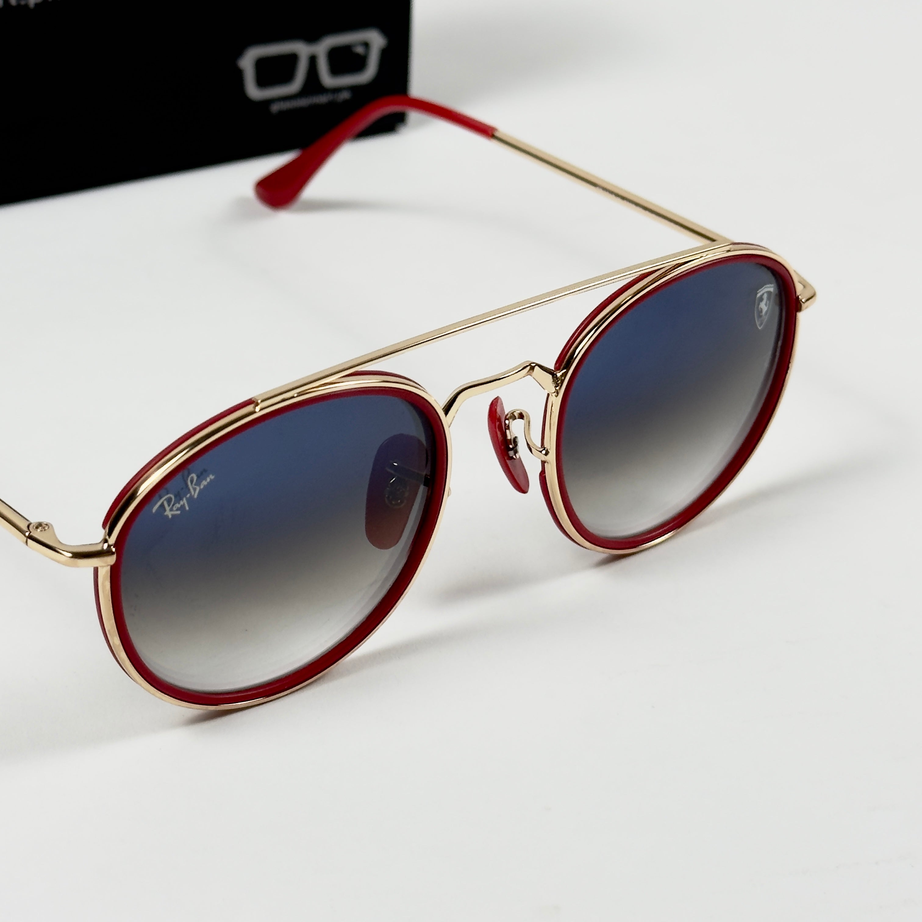 RayBan – 3647 – 51 – Golden Red Blue Gradient –  Metal - Sunglasses – Unisex - Premium