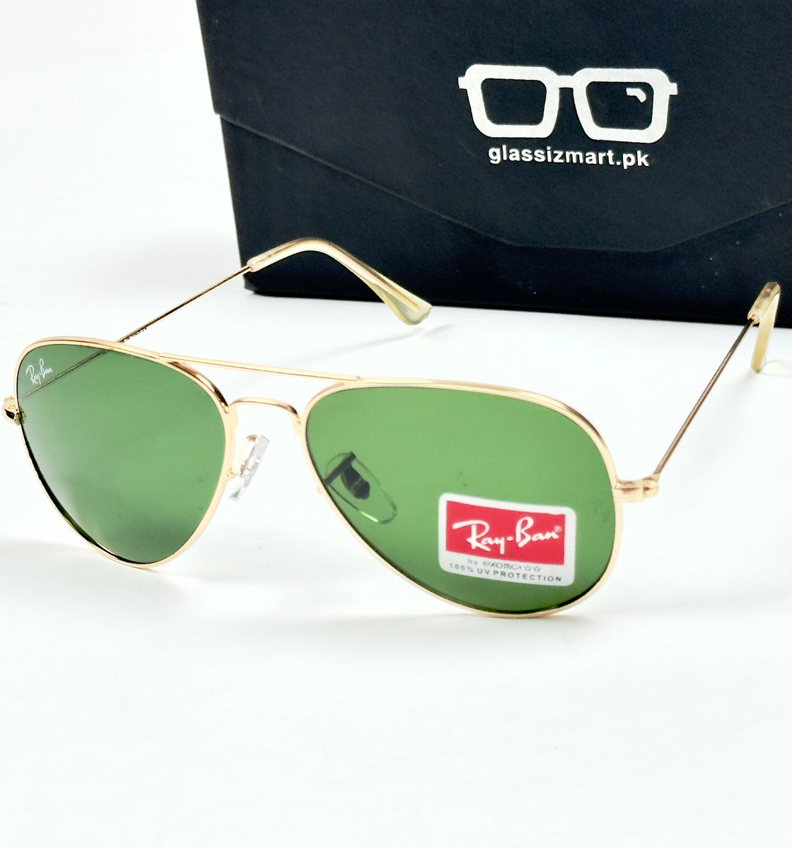 Rayban – 3026 – 62 – Golden Green – Metal – Sunglasses – Unisex