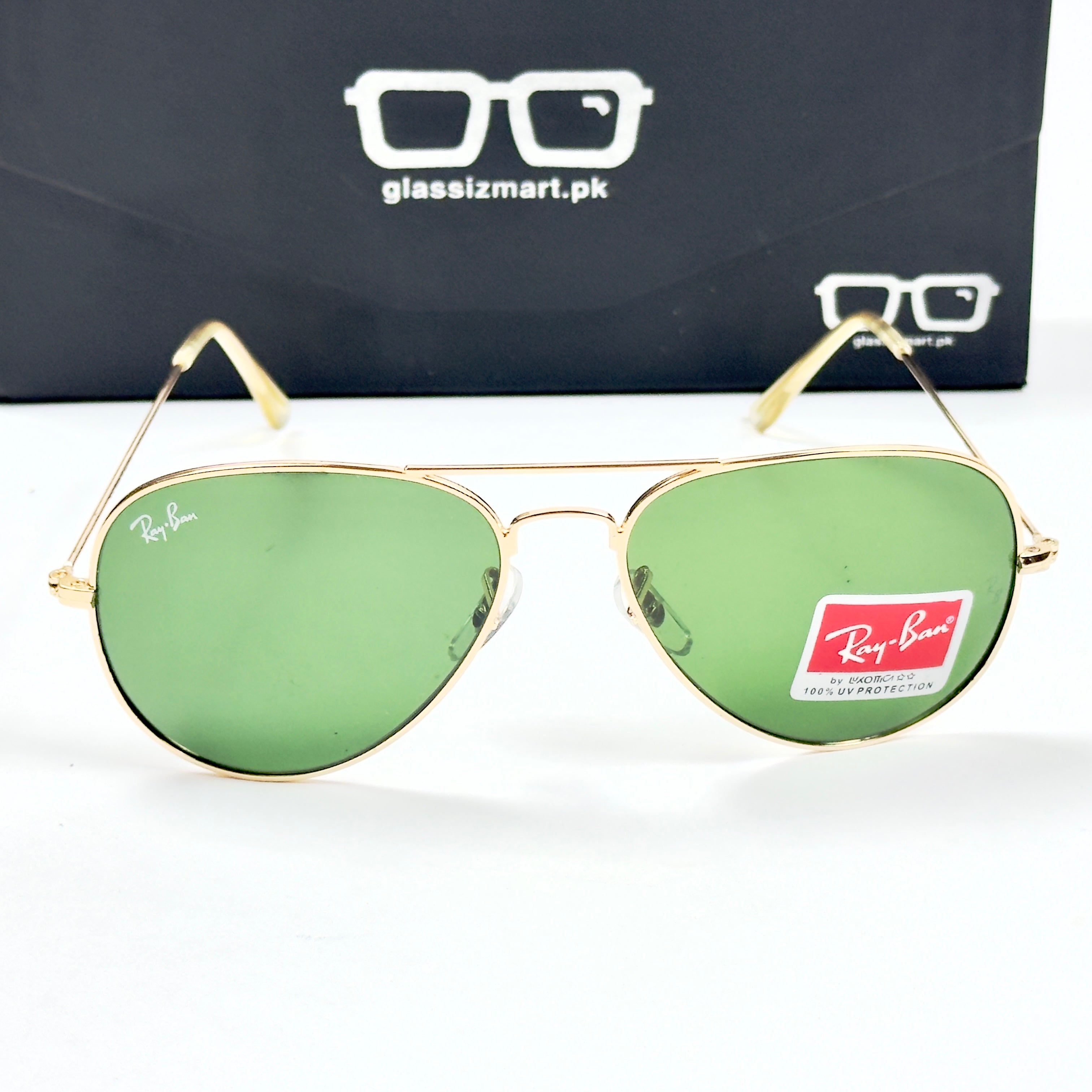 Rayban – 3026 – 62 – Golden Green – Metal – Sunglasses – Unisex