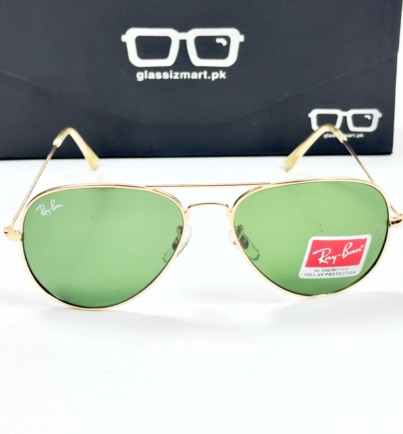 Rayban – 3026 – 62 – Golden Green – Metal – Sunglasses – Unisex