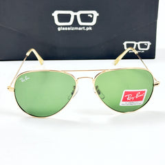 Rayban – 3026 – 62 – Golden Green – Metal – Sunglasses – Unisex