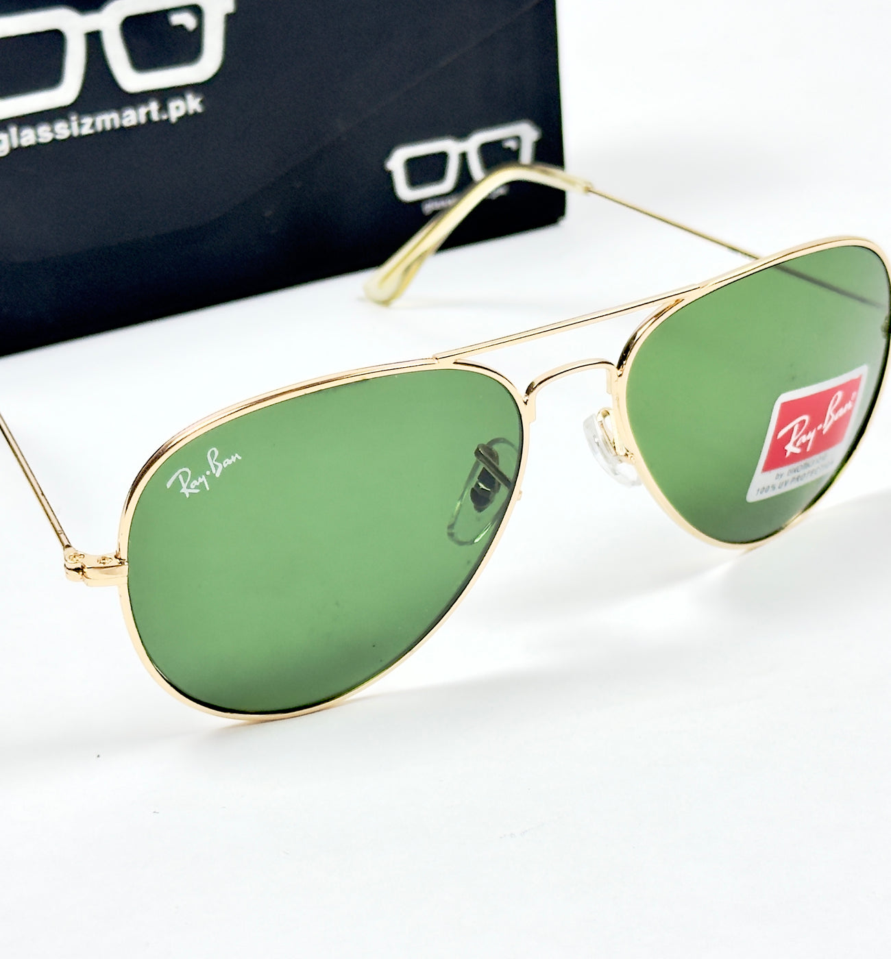 Rayban – 3026 – 62 – Golden Green – Metal – Sunglasses – Unisex