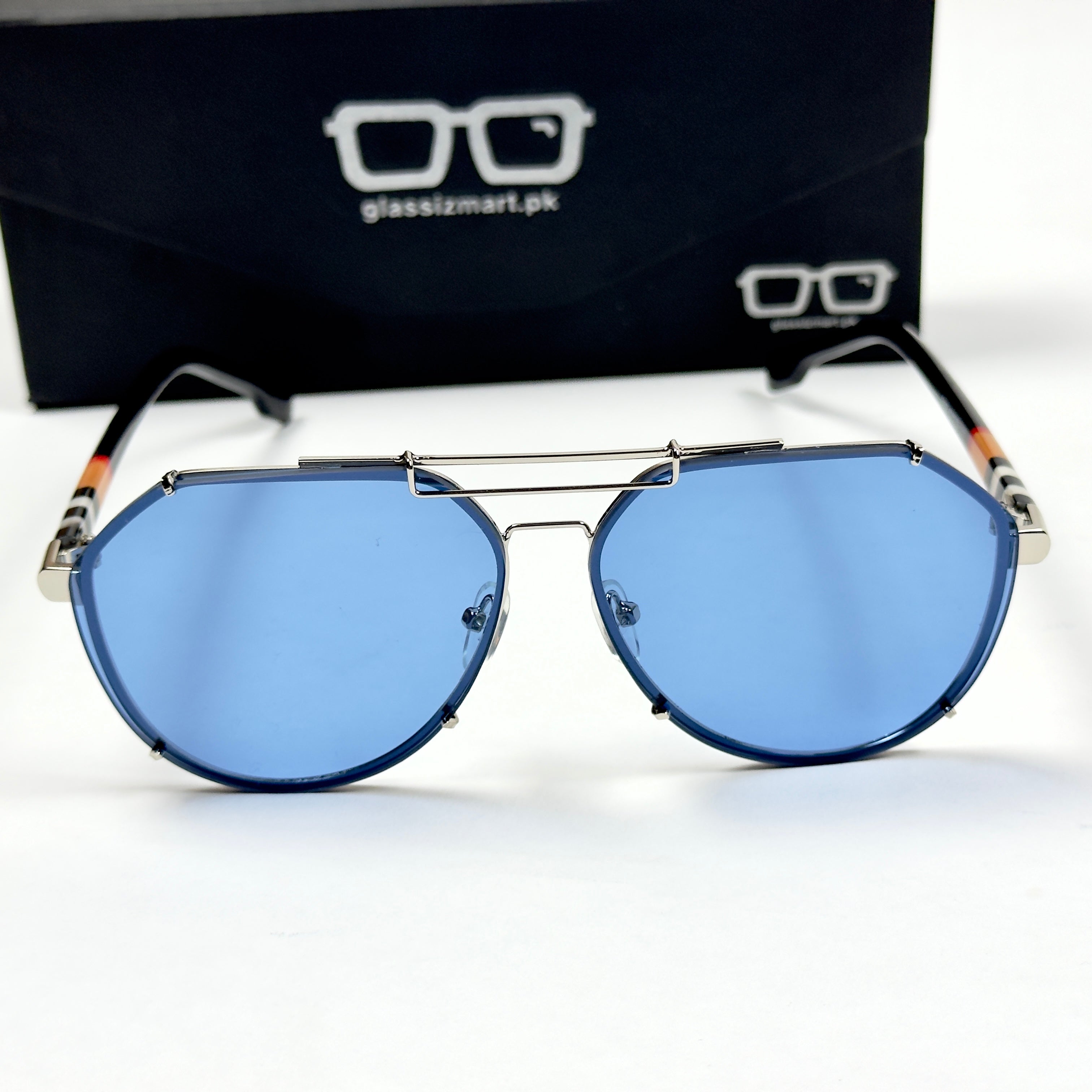 Burberry – 5005 - 52 – Silver Blue - Metal - Acetate - Sunglasses – Unisex