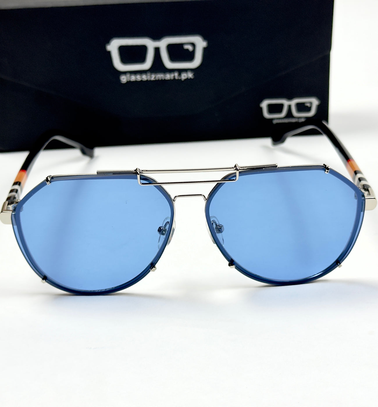 Burberry – 5005 - 52 – Silver Blue - Metal - Acetate - Sunglasses – Unisex