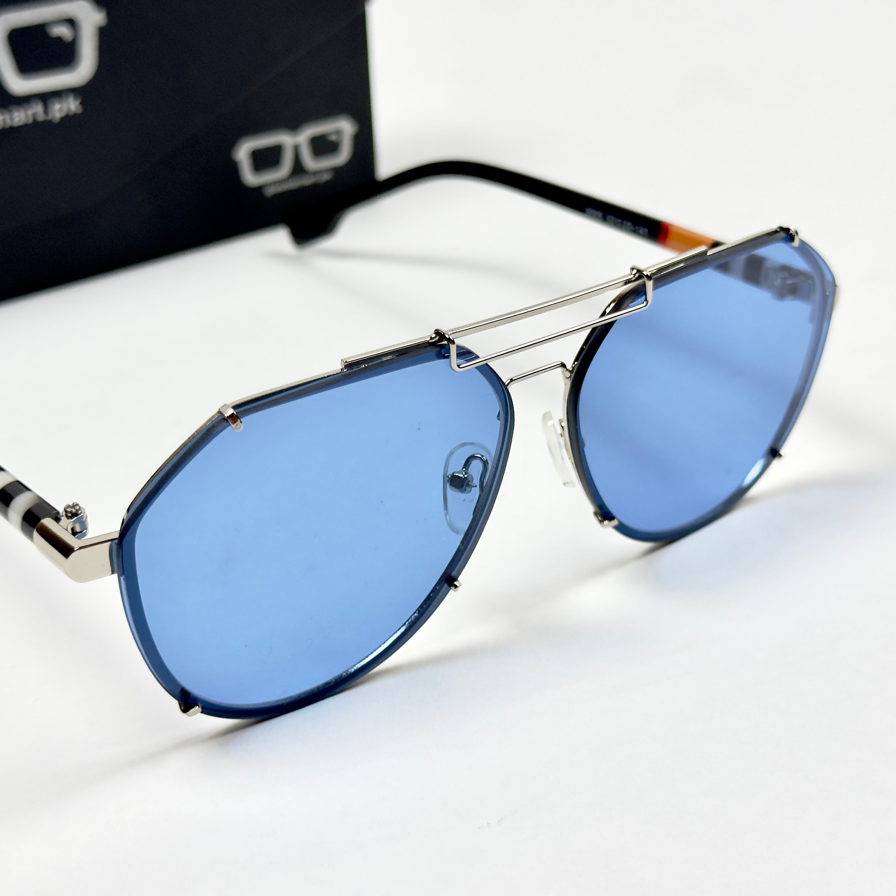 Burberry – 5005 - 52 – Silver Blue - Metal - Acetate - Sunglasses – Unisex