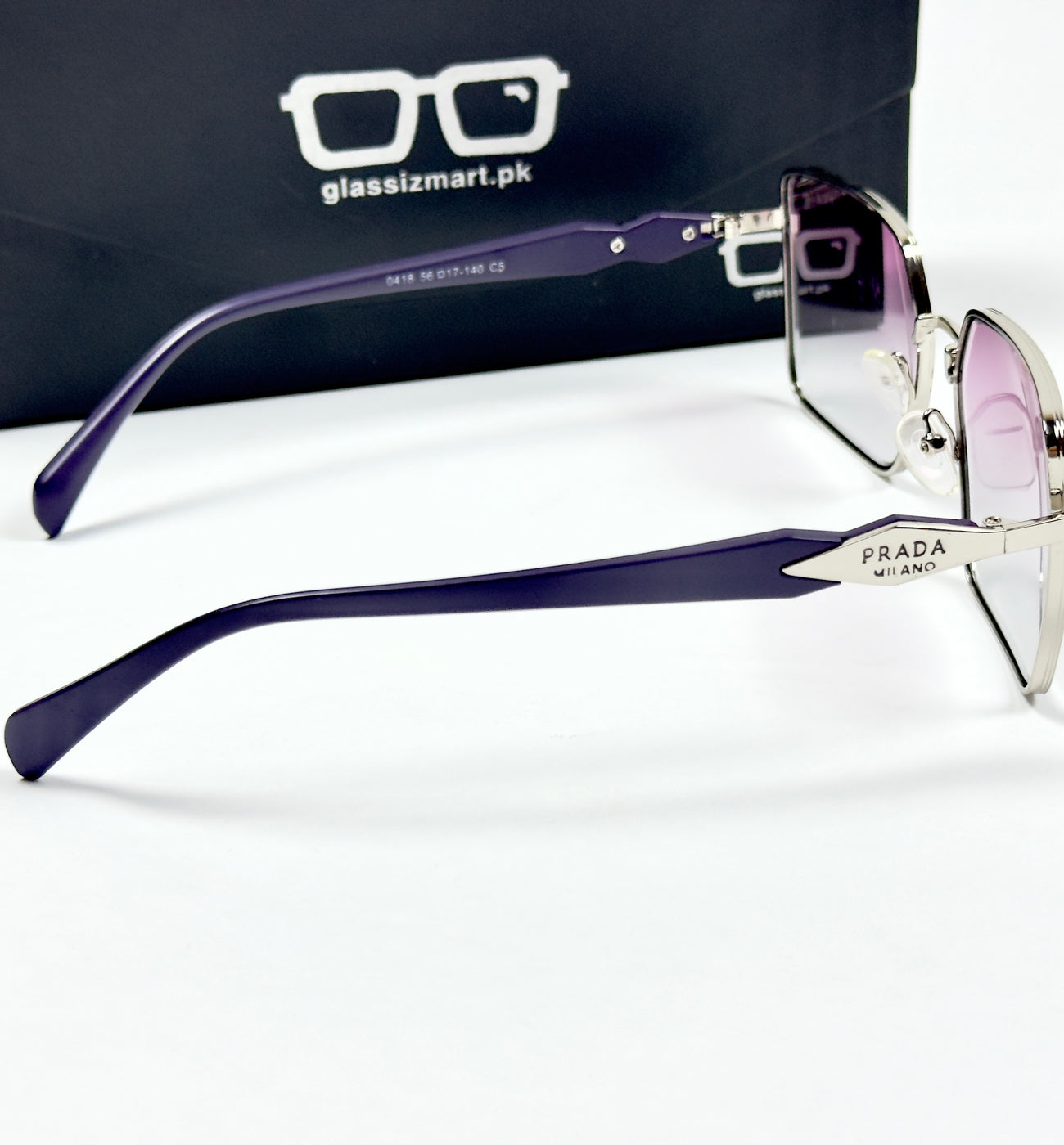 Prada – 0408 – 56 – Silver Purple – Metal – Sunglasses – Ladies