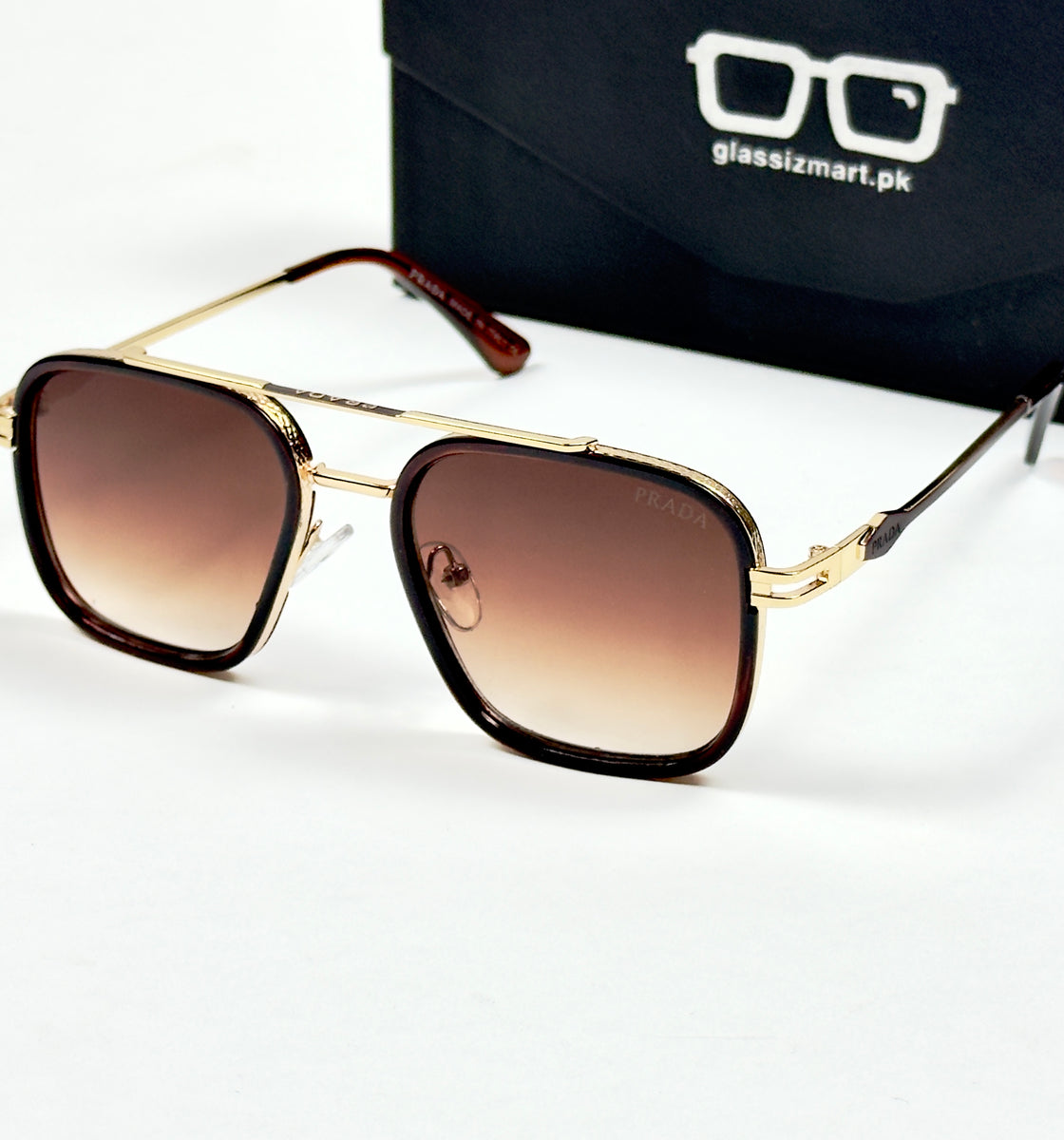 Prada – 021 – 56 – Brown Gradient – Metal – Sunglasses – Unisex