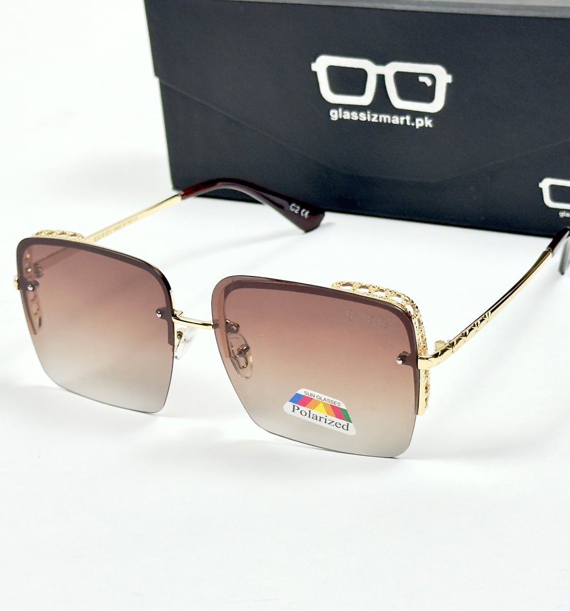 Gucci – 905 – 54 – Golden Brown – Metal – Sunglasses – Ladies