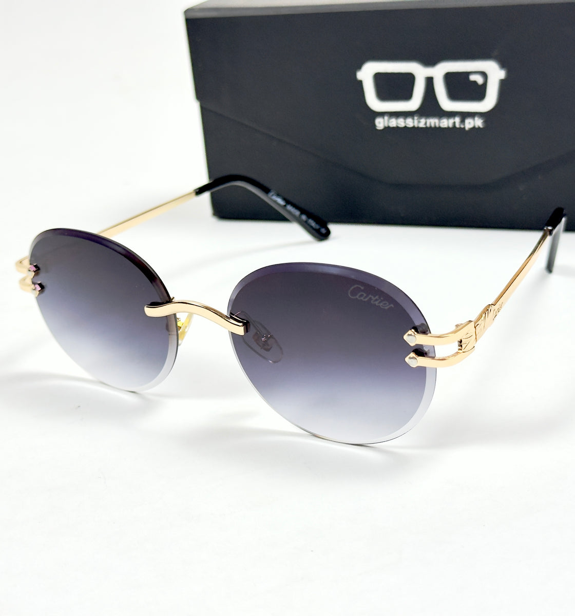 Cartier – 142 – 60 – Golden Black Gradient – Metal - Sunglasses – Rimless - Unisex