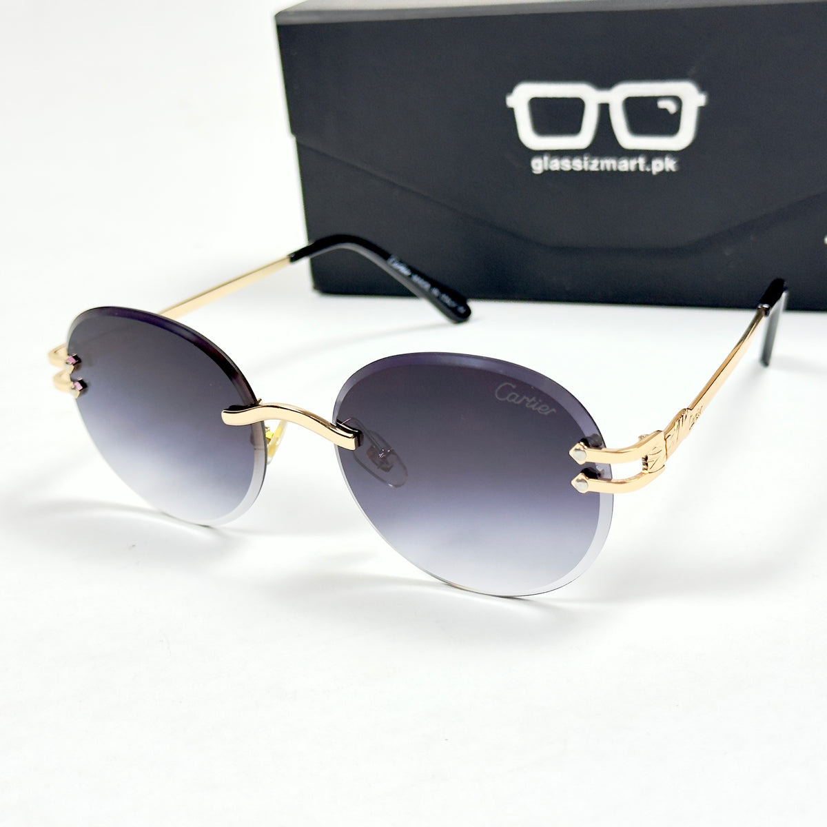 Cartier – 142 – 60 – Golden Black Gradient – Metal - Sunglasses – Rimless - Unisex