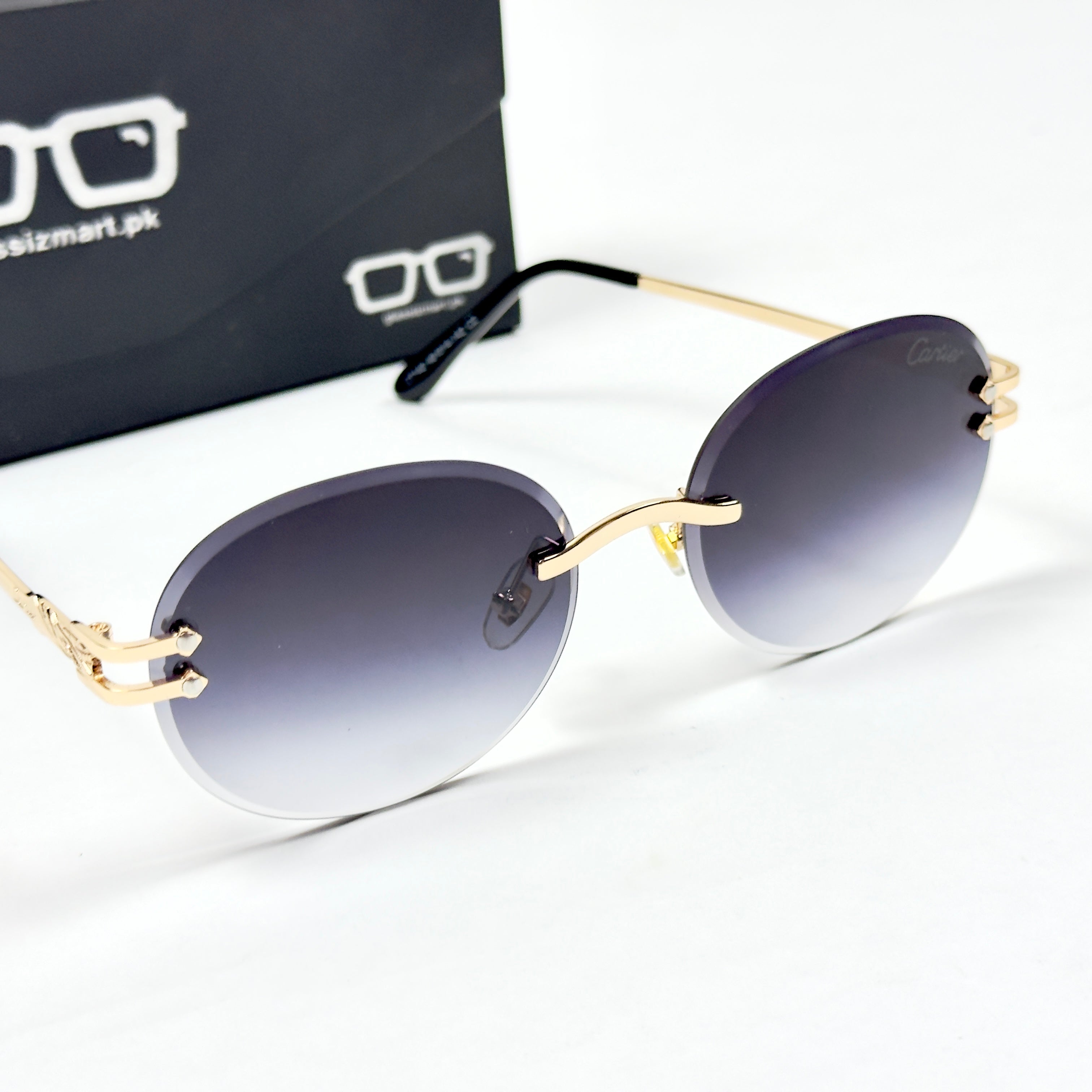Cartier – 142 – 60 – Golden Black Gradient – Metal - Sunglasses – Rimless - Unisex