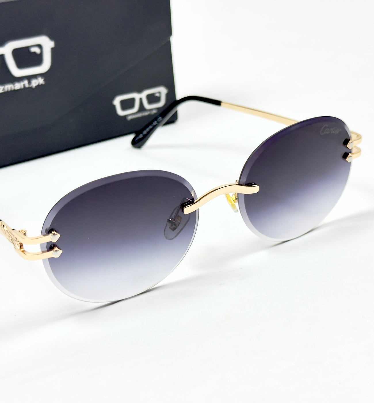 Cartier – 142 – 60 – Golden Black Gradient – Metal - Sunglasses – Rimless - Unisex