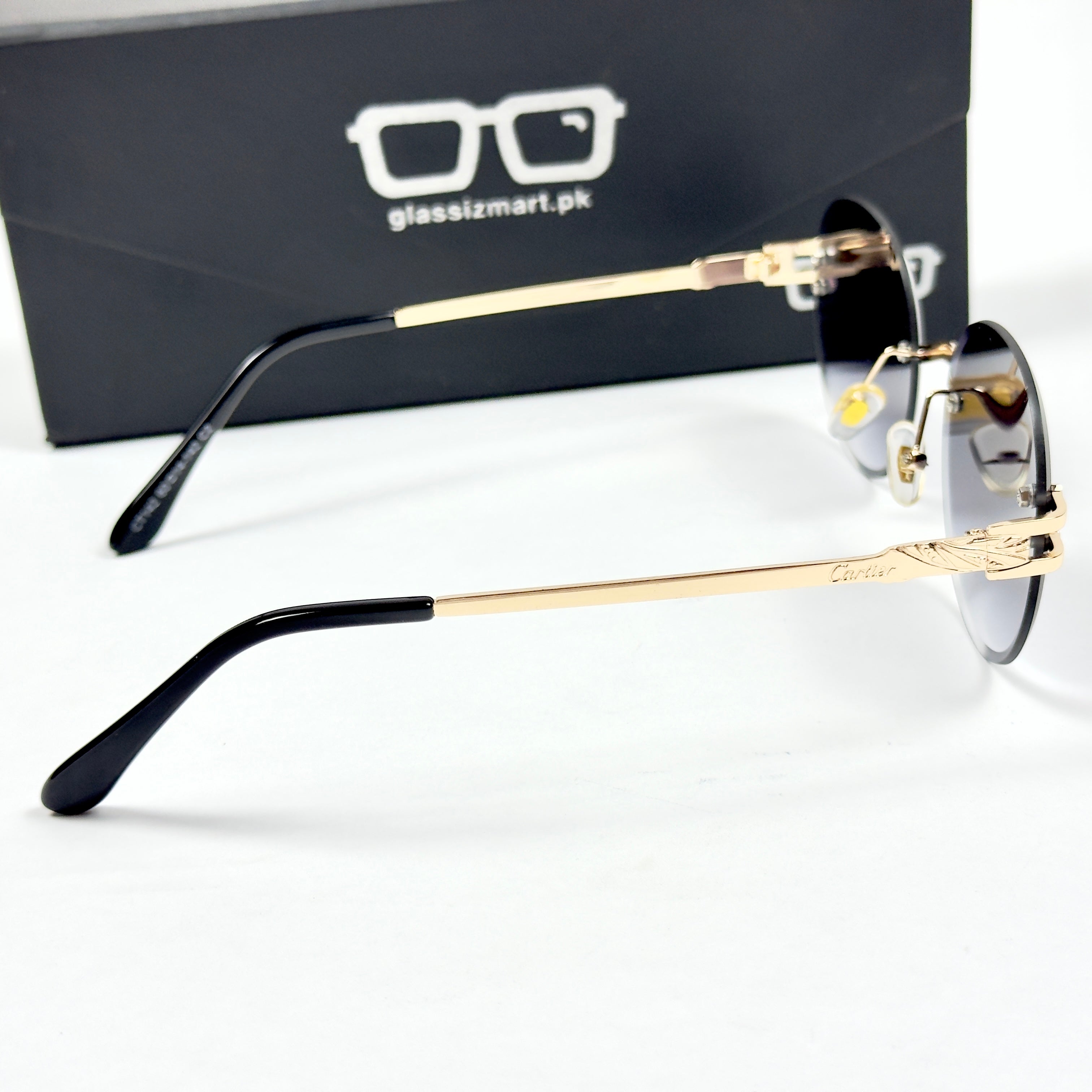 Cartier – 142 – 60 – Golden Black Gradient – Metal - Sunglasses – Rimless - Unisex