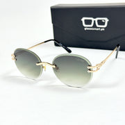 Cartier – 142 – 60 – Golden Green – Metal - Sunglasses – Rimless - Unisex