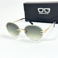 Cartier – 142 – 60 – Golden Green – Metal - Sunglasses – Rimless - Unisex