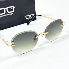 Cartier – 142 – 60 – Golden Green – Metal - Sunglasses – Rimless - Unisex