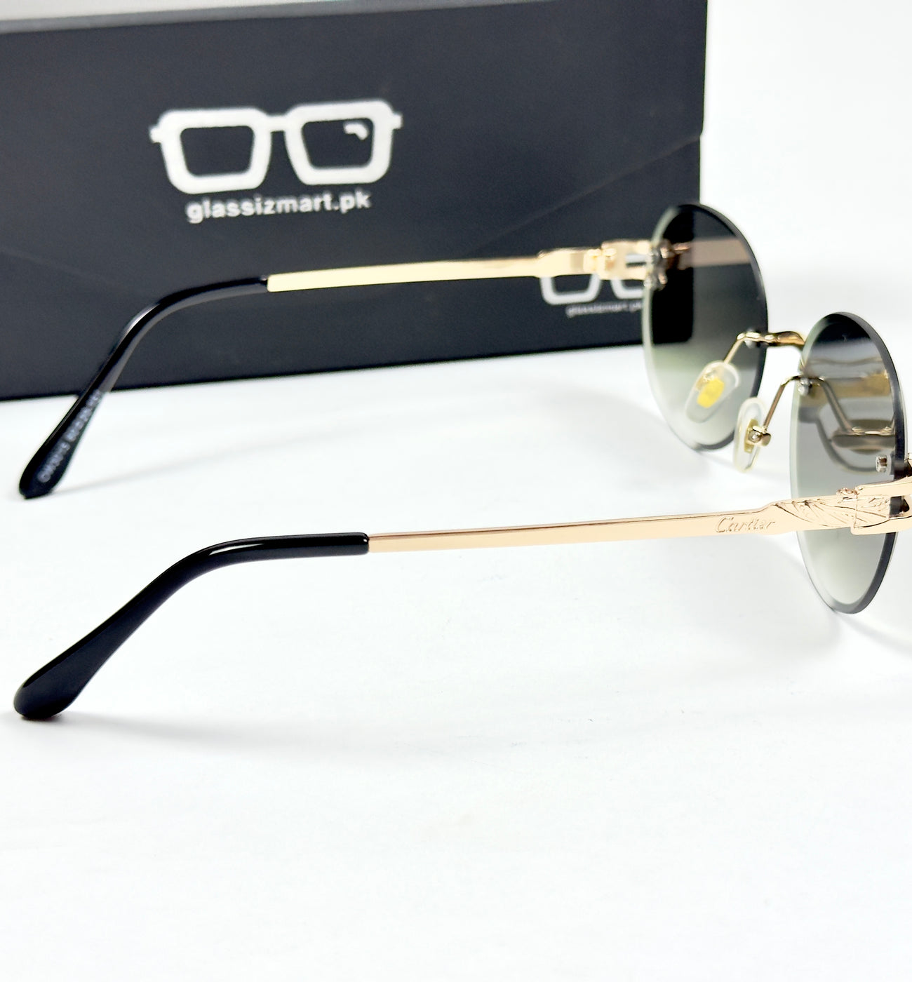 Cartier – 142 – 60 – Golden Green – Metal - Sunglasses – Rimless - Unisex