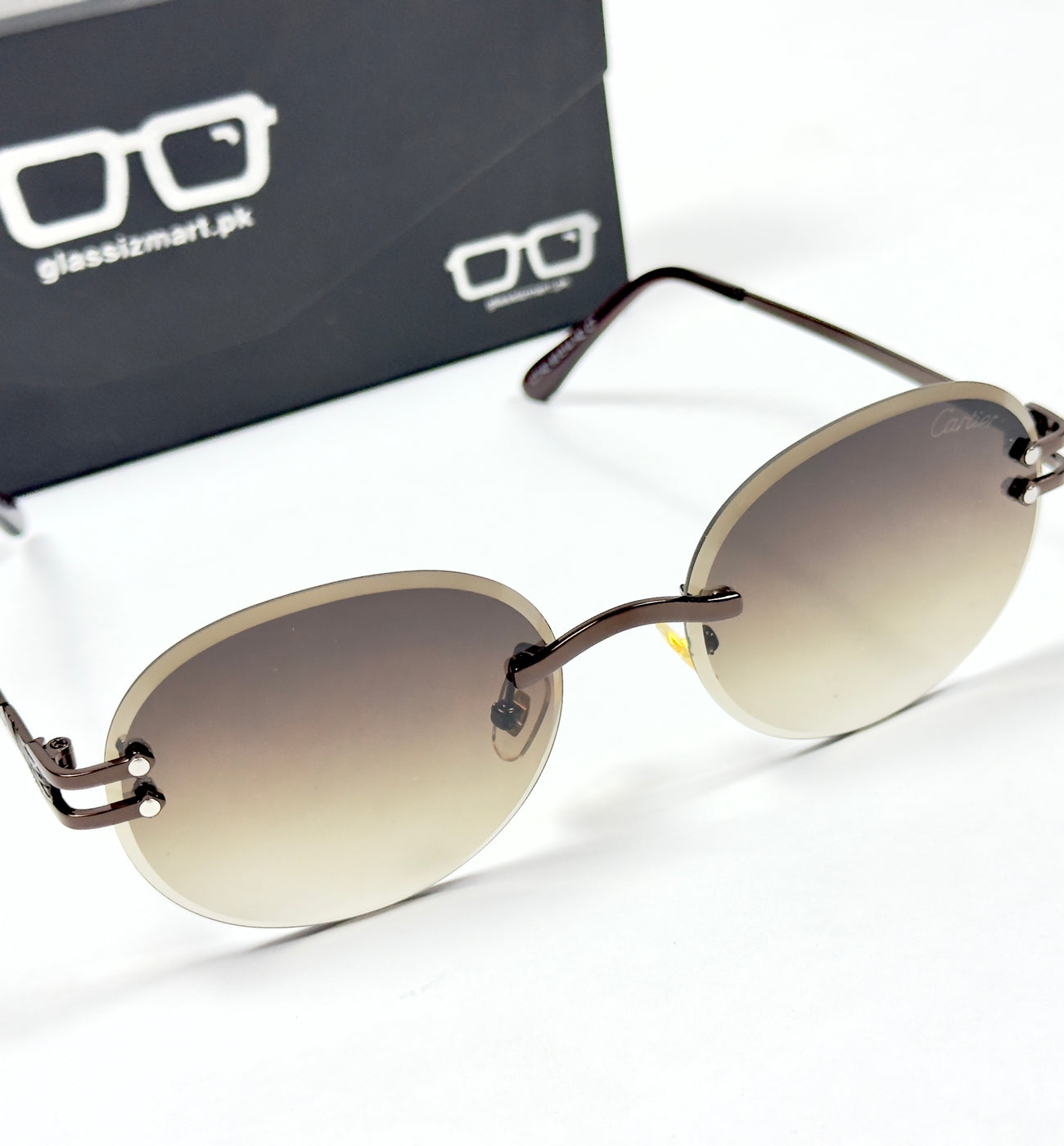 Cartier – 142 – 60 – Brown – Metal - Sunglasses – Rimless - Unisex