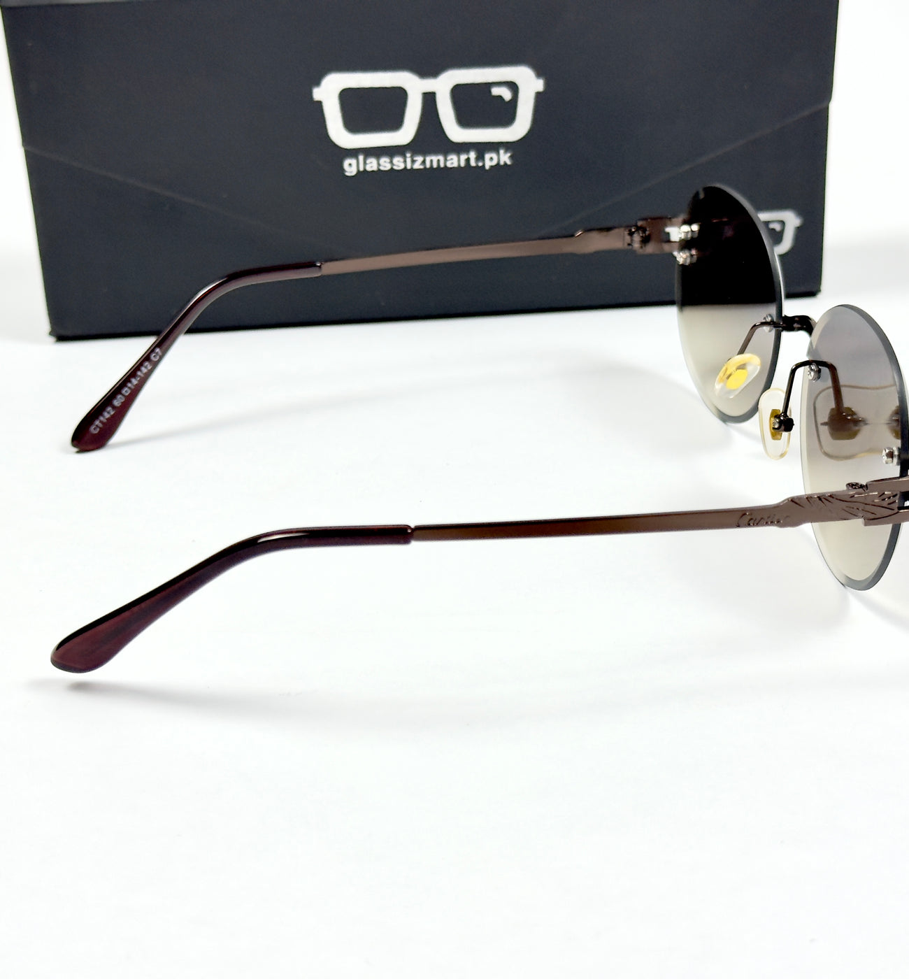 Cartier – 142 – 60 – Brown – Metal - Sunglasses – Rimless - Unisex