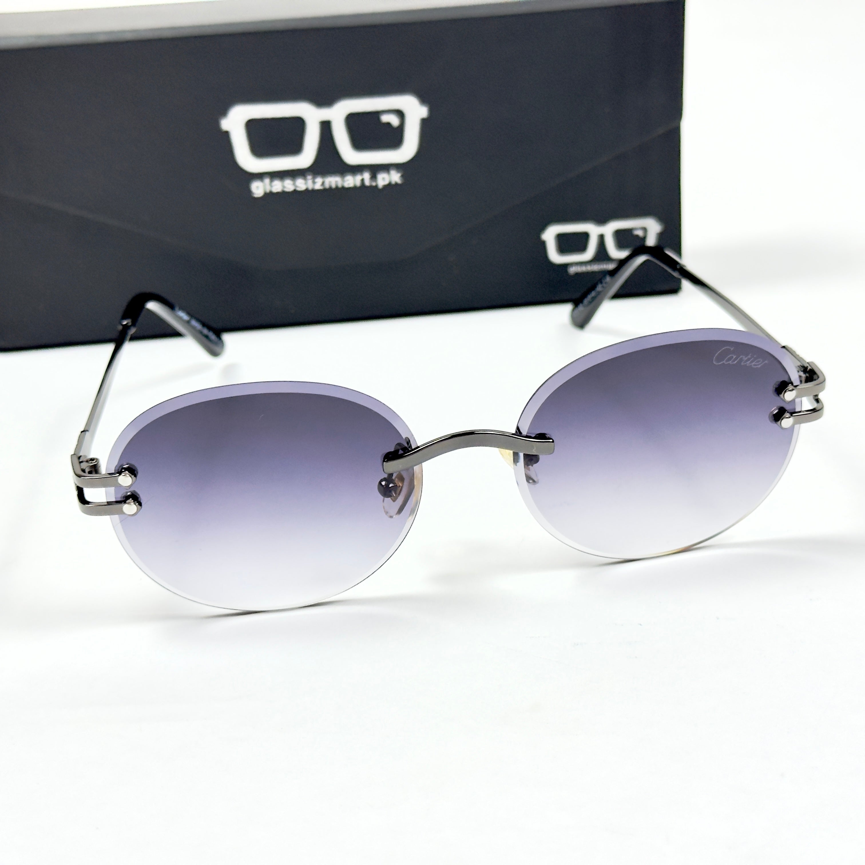 Cartier – 142 – 60 – Black Gradient – Metal - Sunglasses – Rimless - Unisex