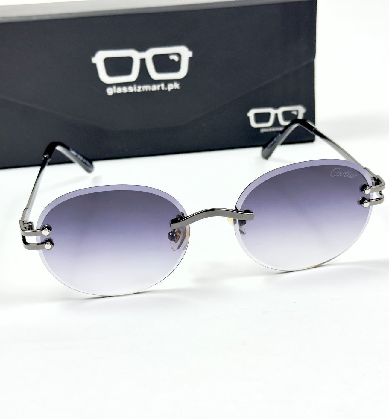 Cartier – 142 – 60 – Black Gradient – Metal - Sunglasses – Rimless - Unisex