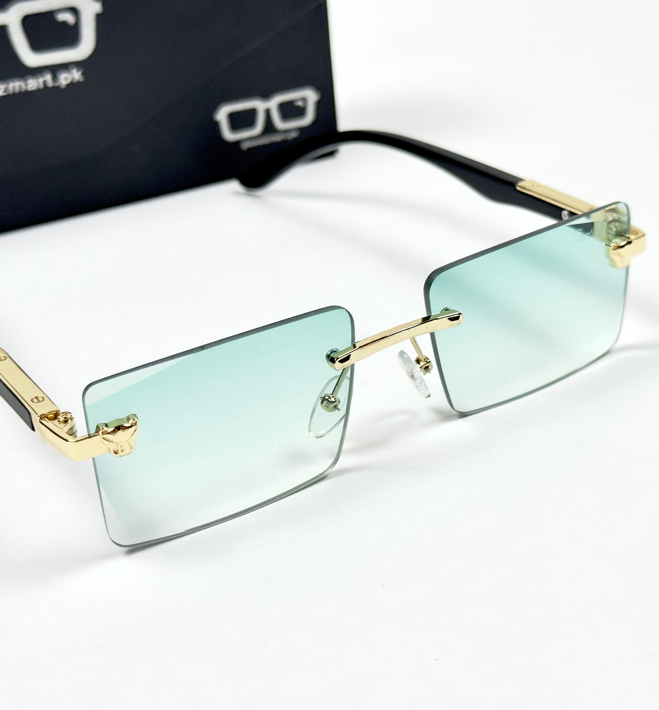 Cartier – 143 – 60 – Golden Green Gradient – Metal - Sunglasses – Rimless - Unisex