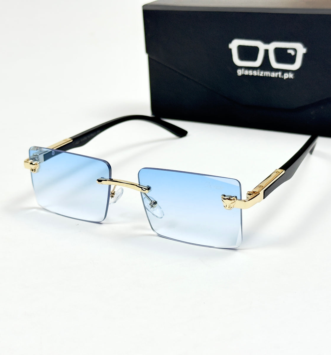 Cartier – 143 – 60 – Golden Blue Gradient – Metal - Sunglasses – Rimless - Unisex