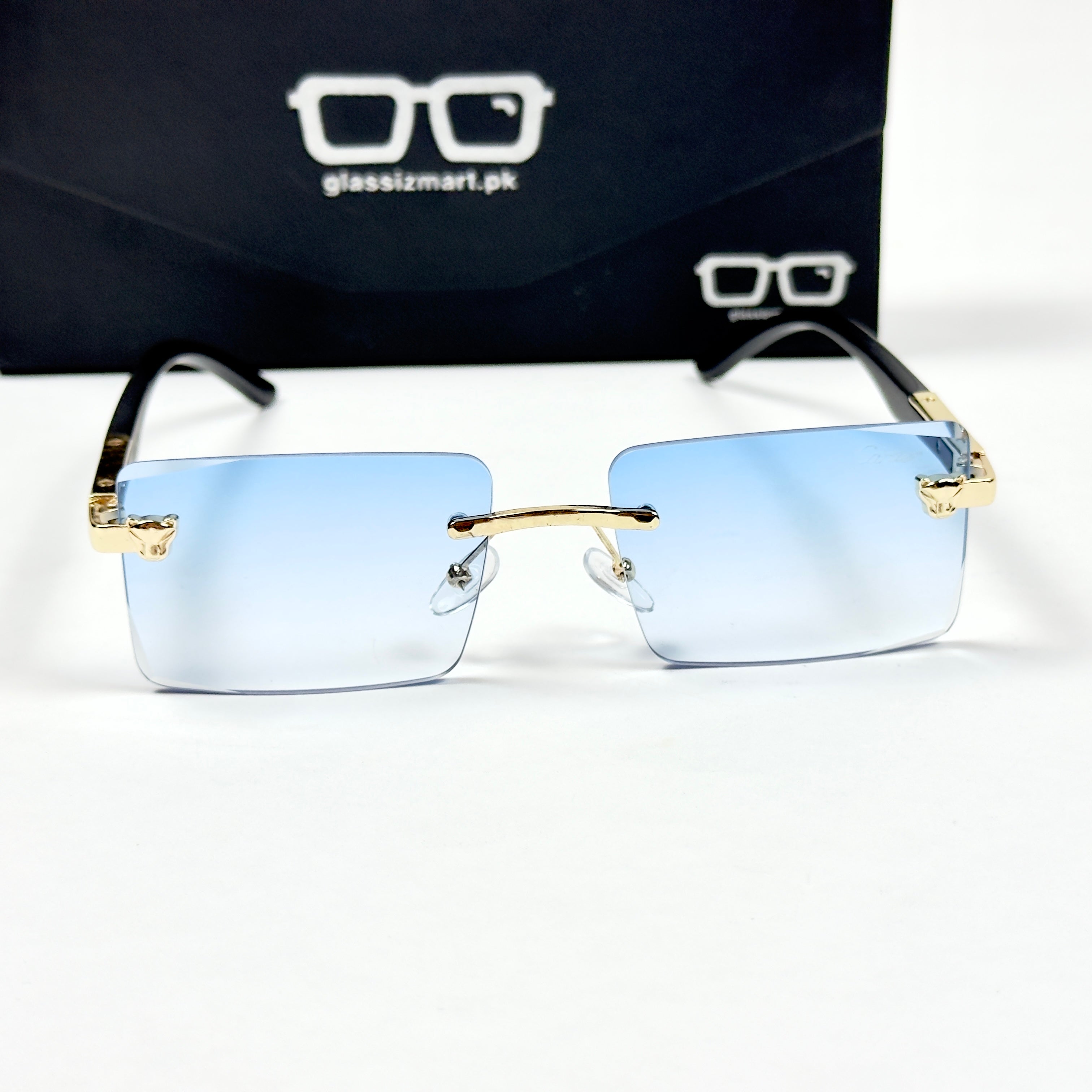 Cartier – 143 – 60 – Golden Blue Gradient – Metal - Sunglasses – Rimless - Unisex