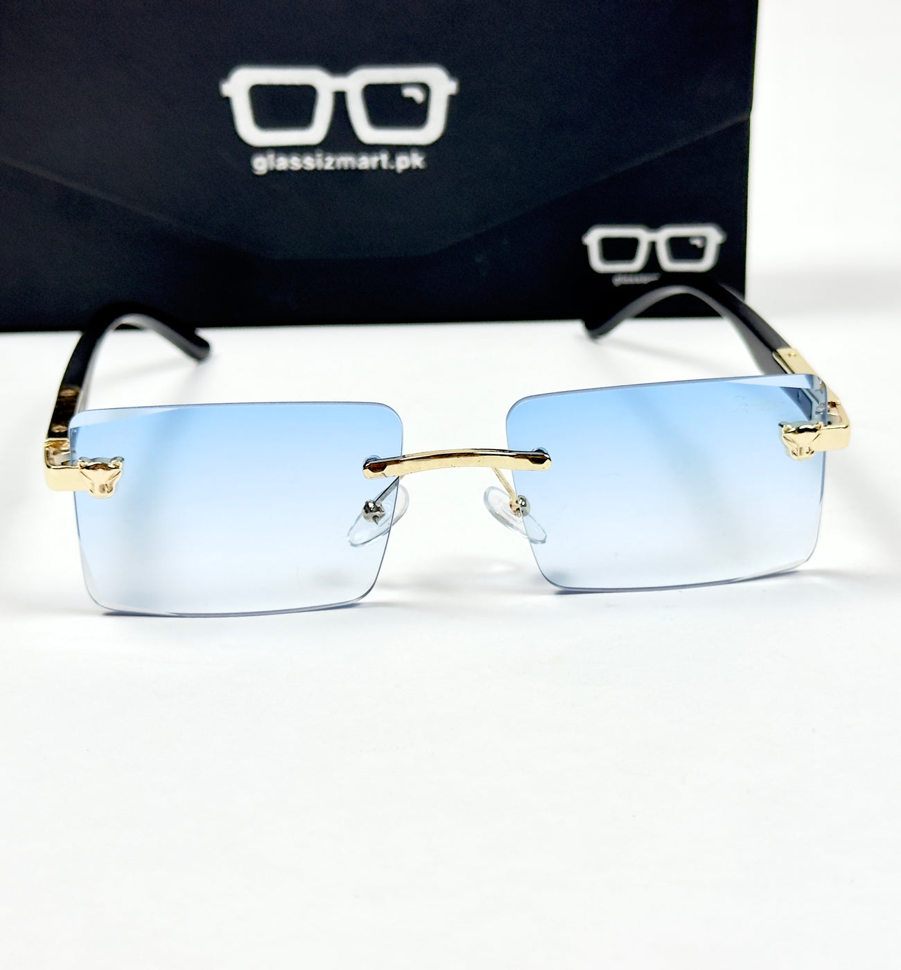Cartier – 143 – 60 – Golden Blue Gradient – Metal - Sunglasses – Rimless - Unisex