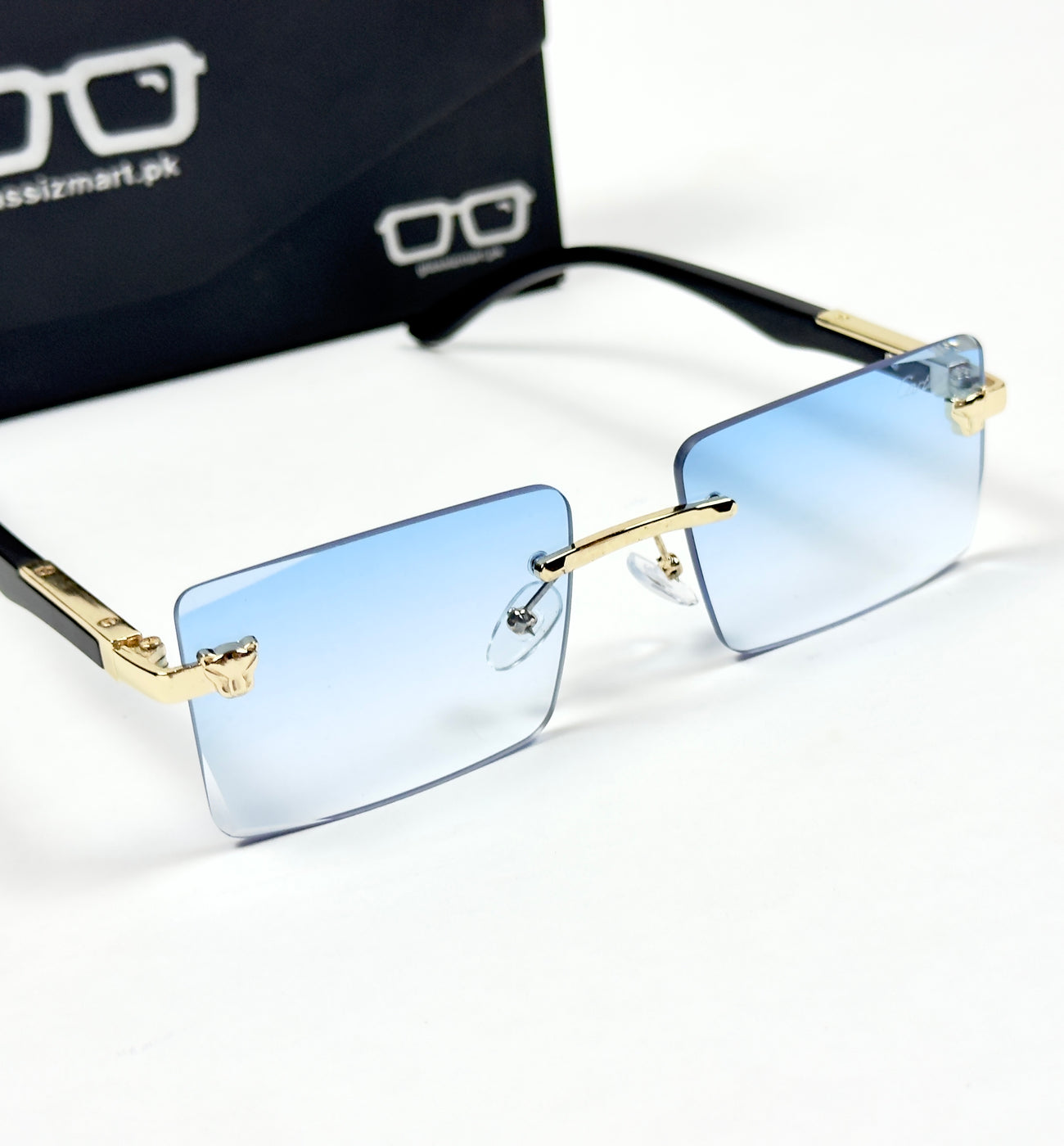 Cartier – 143 – 60 – Golden Blue Gradient – Metal - Sunglasses – Rimless - Unisex