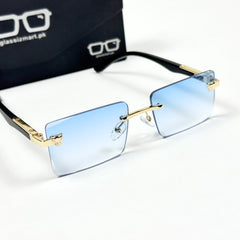 Cartier – 143 – 60 – Golden Blue Gradient – Metal - Sunglasses – Rimless - Unisex