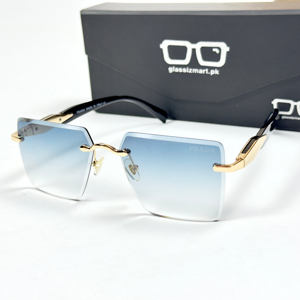 Prada – 3086 – 62 – Golden Blue – Metal - Sunglasses – Rimless - Unisex