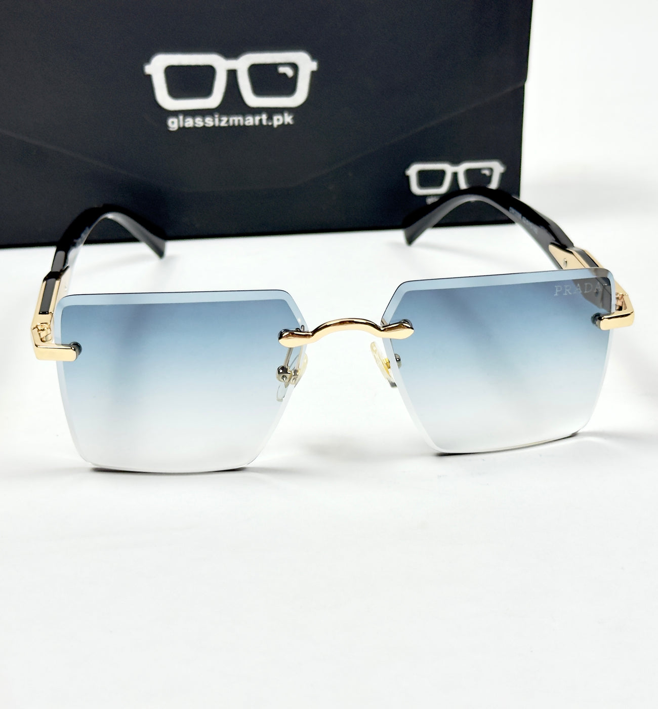 Prada – 3086 – 62 – Golden Blue – Metal - Sunglasses – Rimless - Unisex