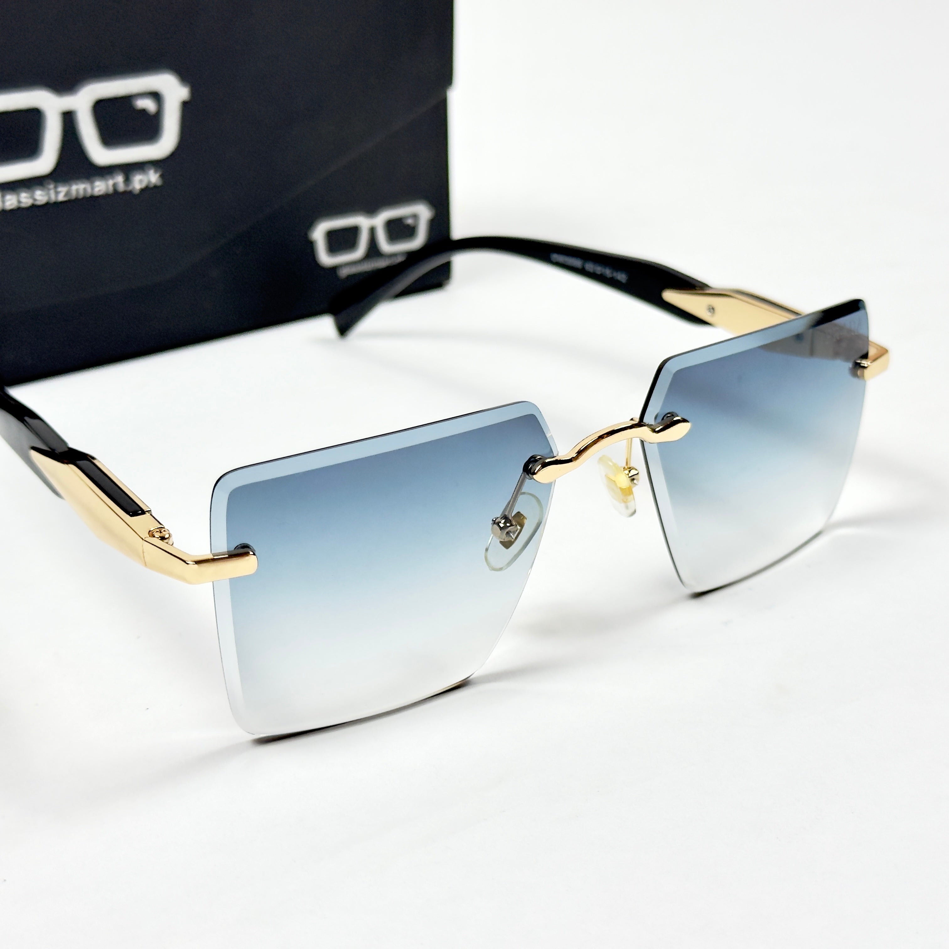 Prada – 3086 – 62 – Golden Blue – Metal - Sunglasses – Rimless - Unisex