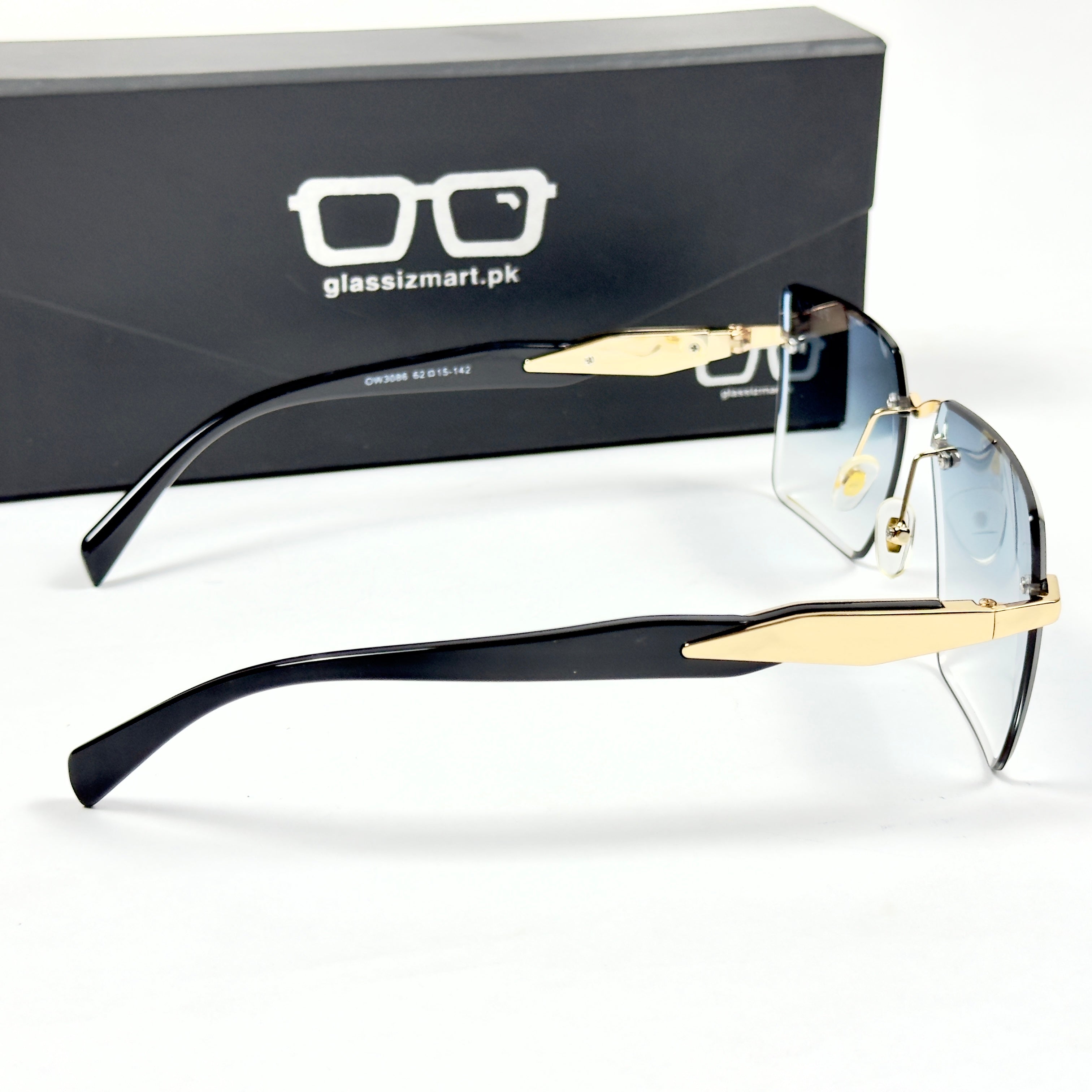 Prada – 3086 – 62 – Golden Blue – Metal - Sunglasses – Rimless - Unisex