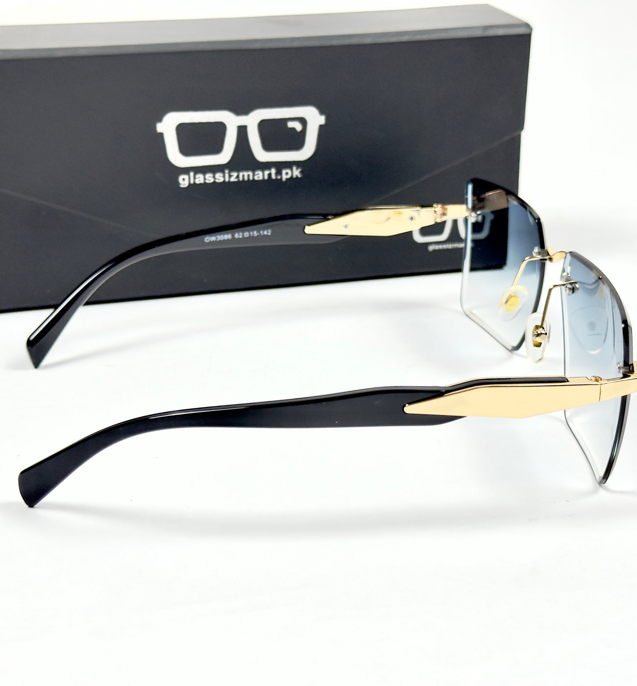 Prada – 3086 – 62 – Golden Blue – Metal - Sunglasses – Rimless - Unisex
