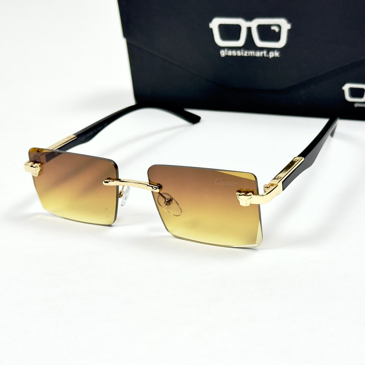 Cartier – 143 – 60 – Golden Brown – Metal - Sunglasses – Rimless - Unisex