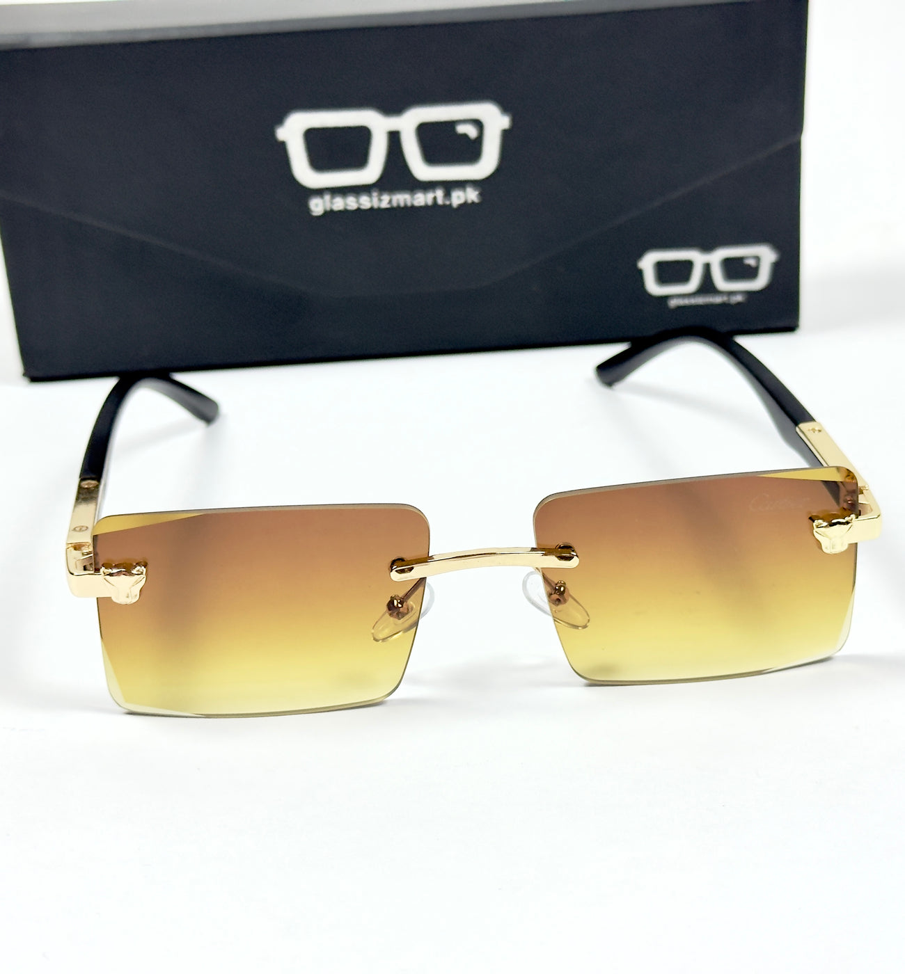Cartier – 143 – 60 – Golden Brown – Metal - Sunglasses – Rimless - Unisex