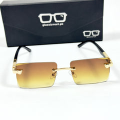 Cartier – 143 – 60 – Golden Brown – Metal - Sunglasses – Rimless - Unisex