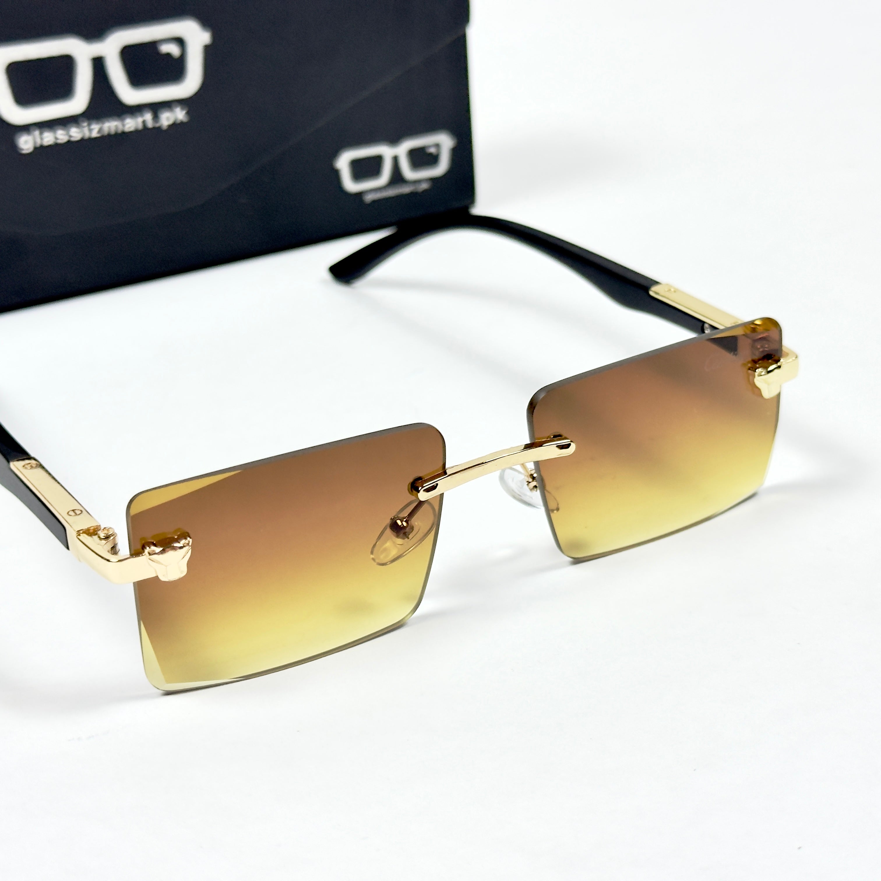 Cartier – 143 – 60 – Golden Brown – Metal - Sunglasses – Rimless - Unisex