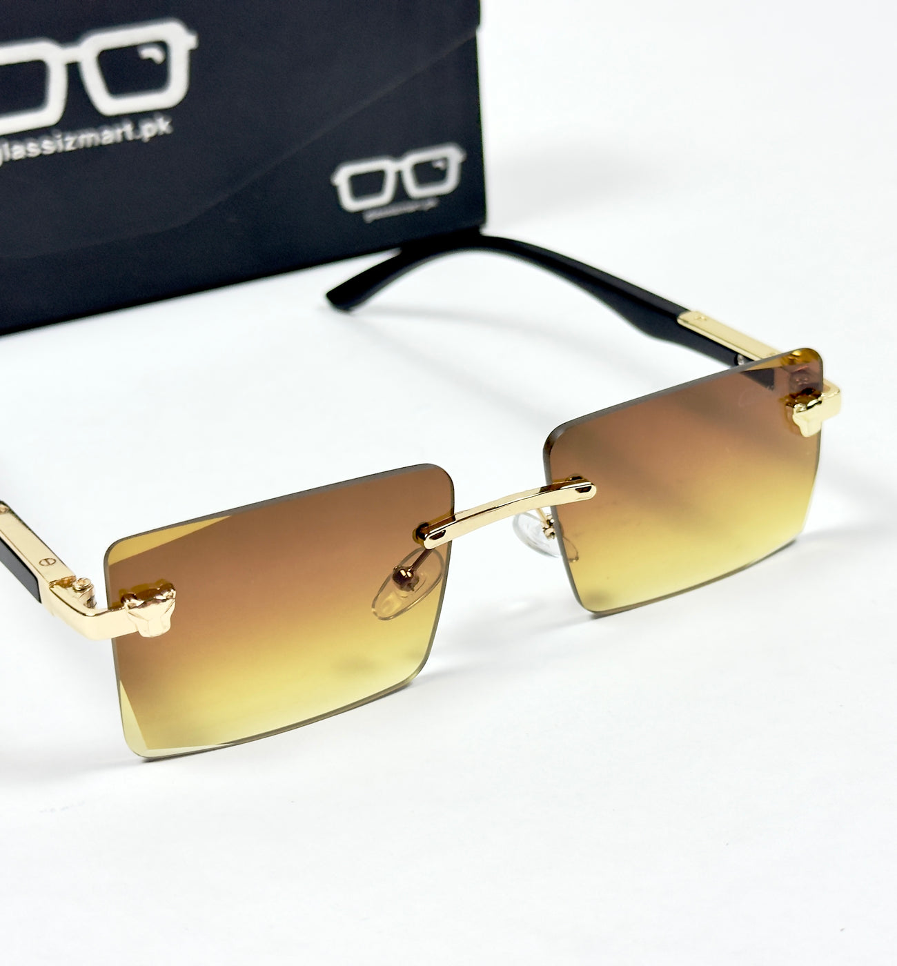 Cartier – 143 – 60 – Golden Brown – Metal - Sunglasses – Rimless - Unisex