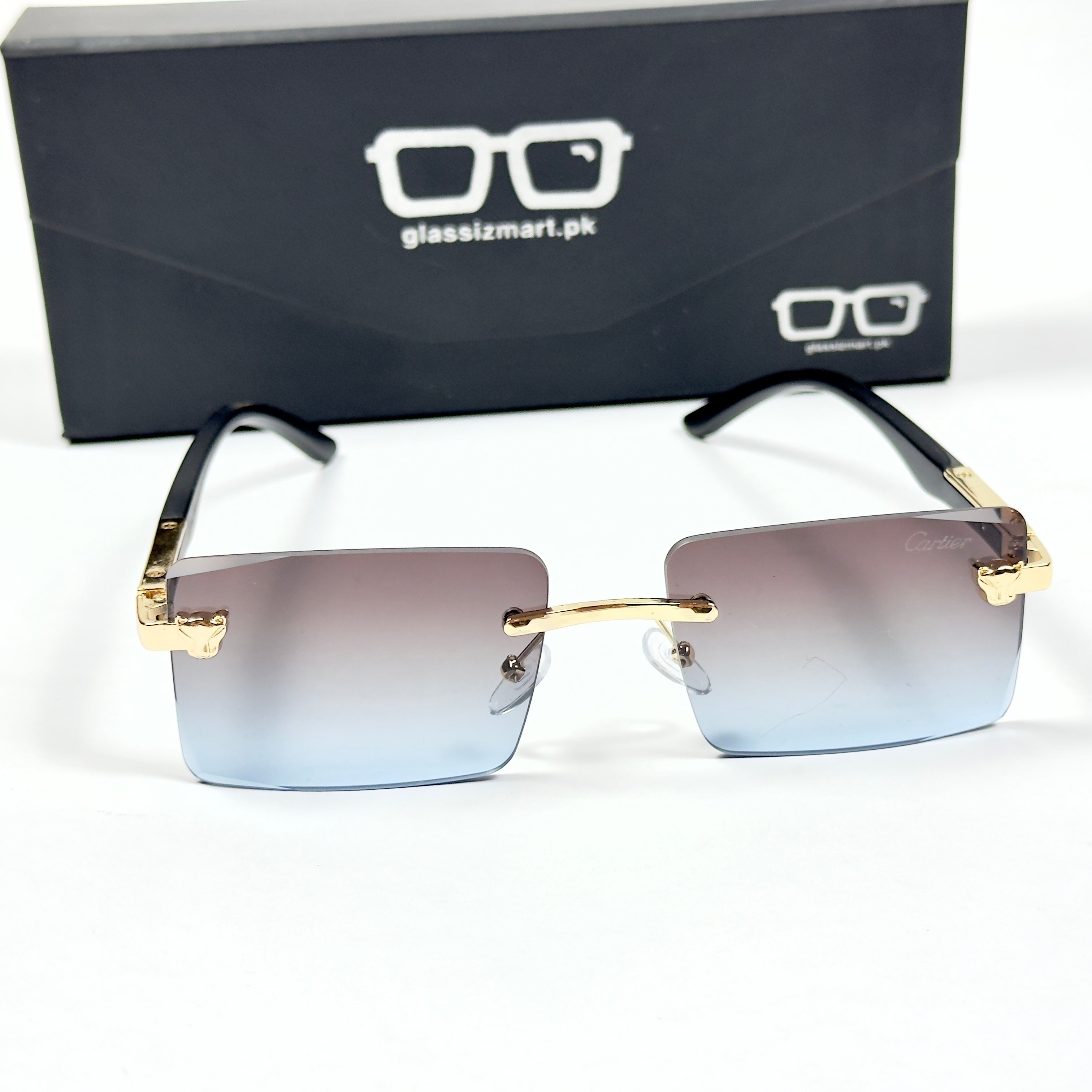 Cartier – 143 – 60 – Golden Multi – Metal - Sunglasses – Rimless - Unisex