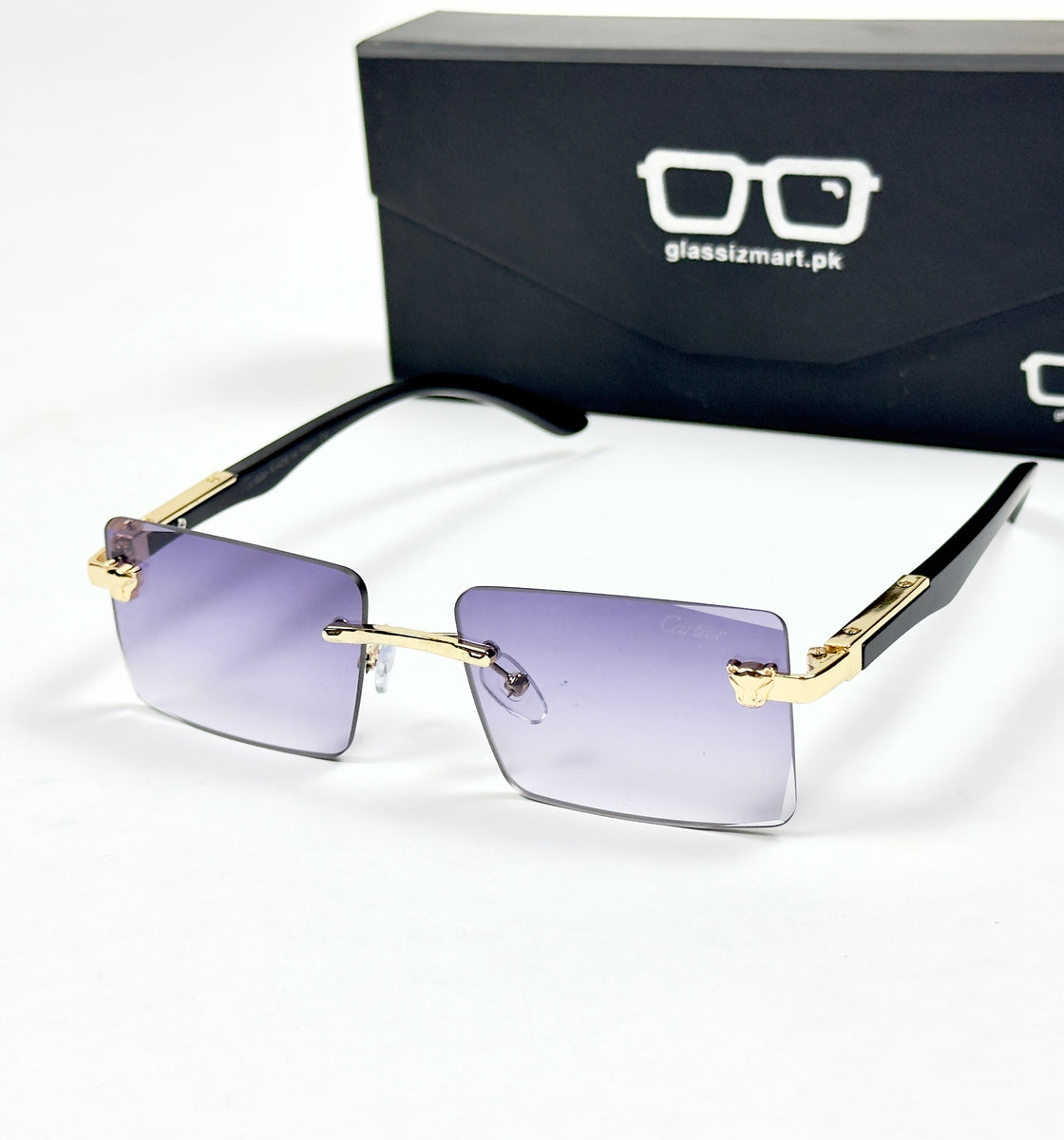 Cartier – 143 – 60 – Golden Black Gradient – Metal - Sunglasses – Rimless - Unisex