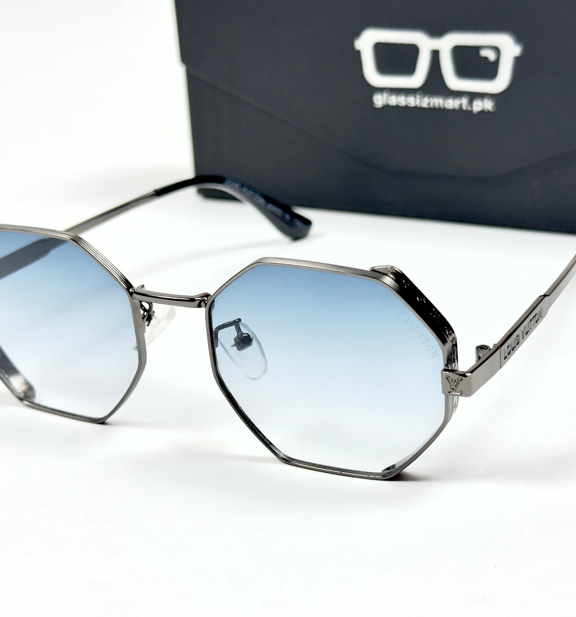 Louis Vuitton – 1938 – 57 – Grey Blue – Metal – Sunglasses – Ladies