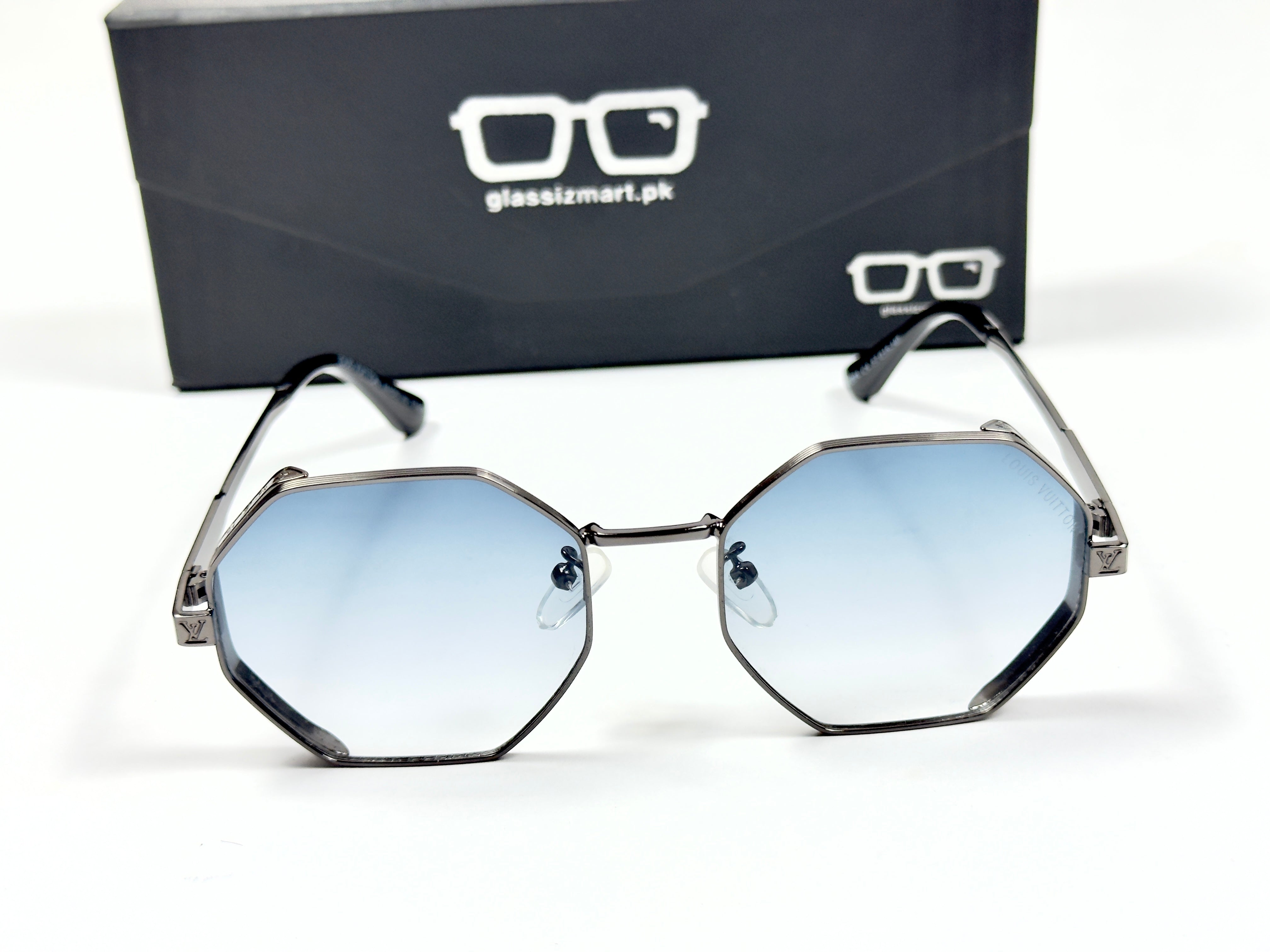 Louis Vuitton – 1938 – 57 – Grey Blue – Metal – Sunglasses – Ladies