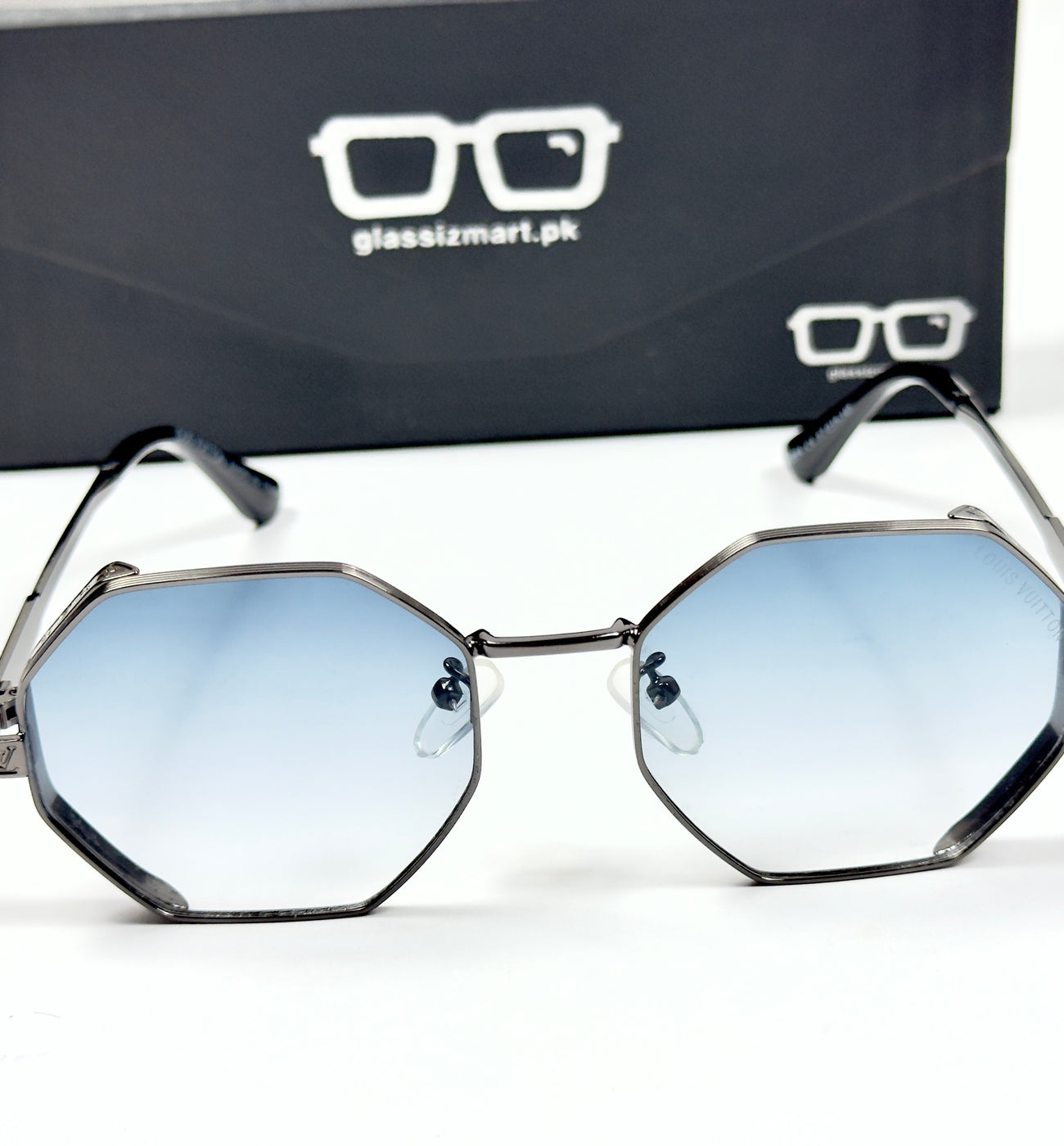 Louis Vuitton – 1938 – 57 – Grey Blue – Metal – Sunglasses – Ladies