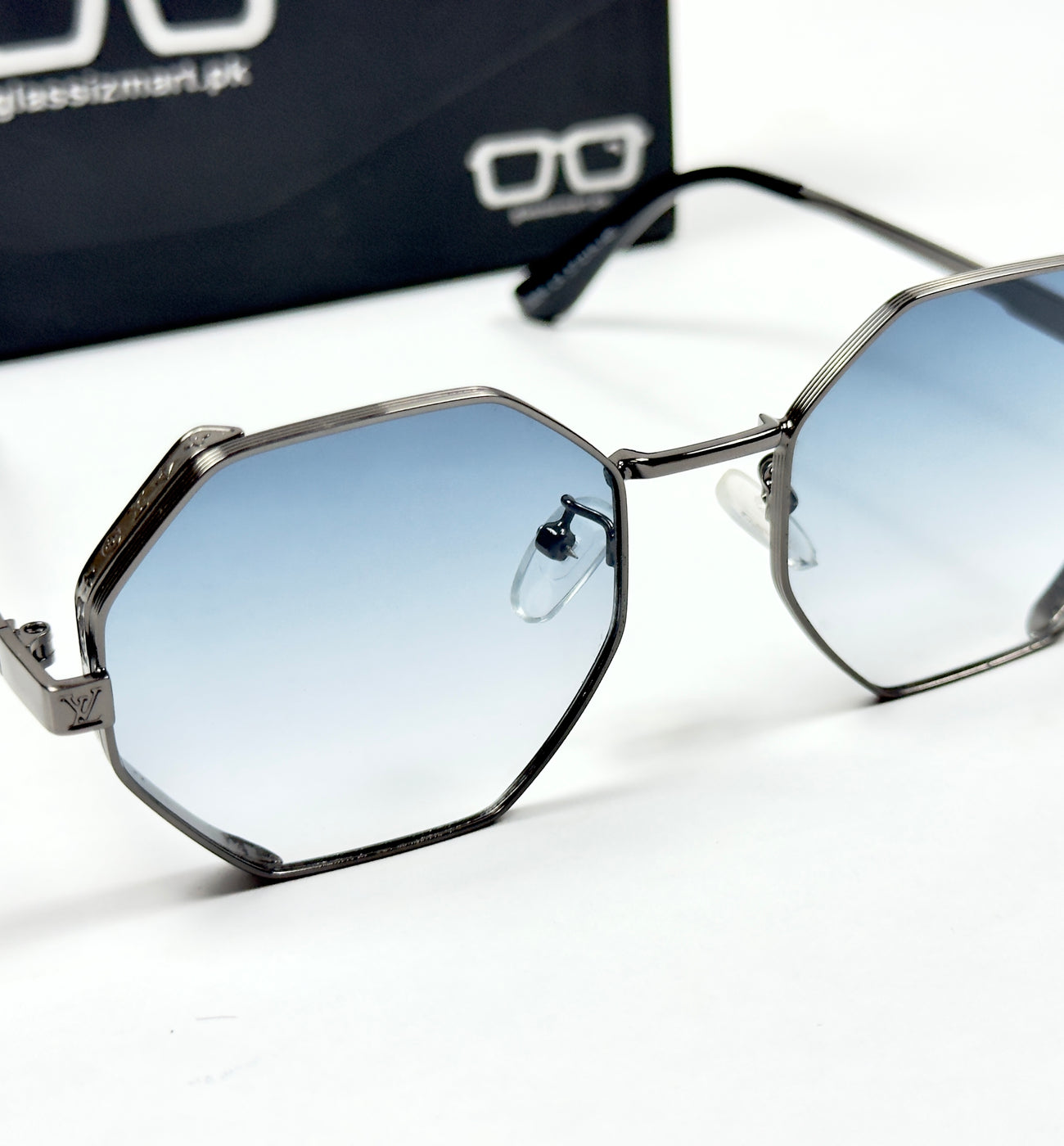 Louis Vuitton – 1938 – 57 – Grey Blue – Metal – Sunglasses – Ladies