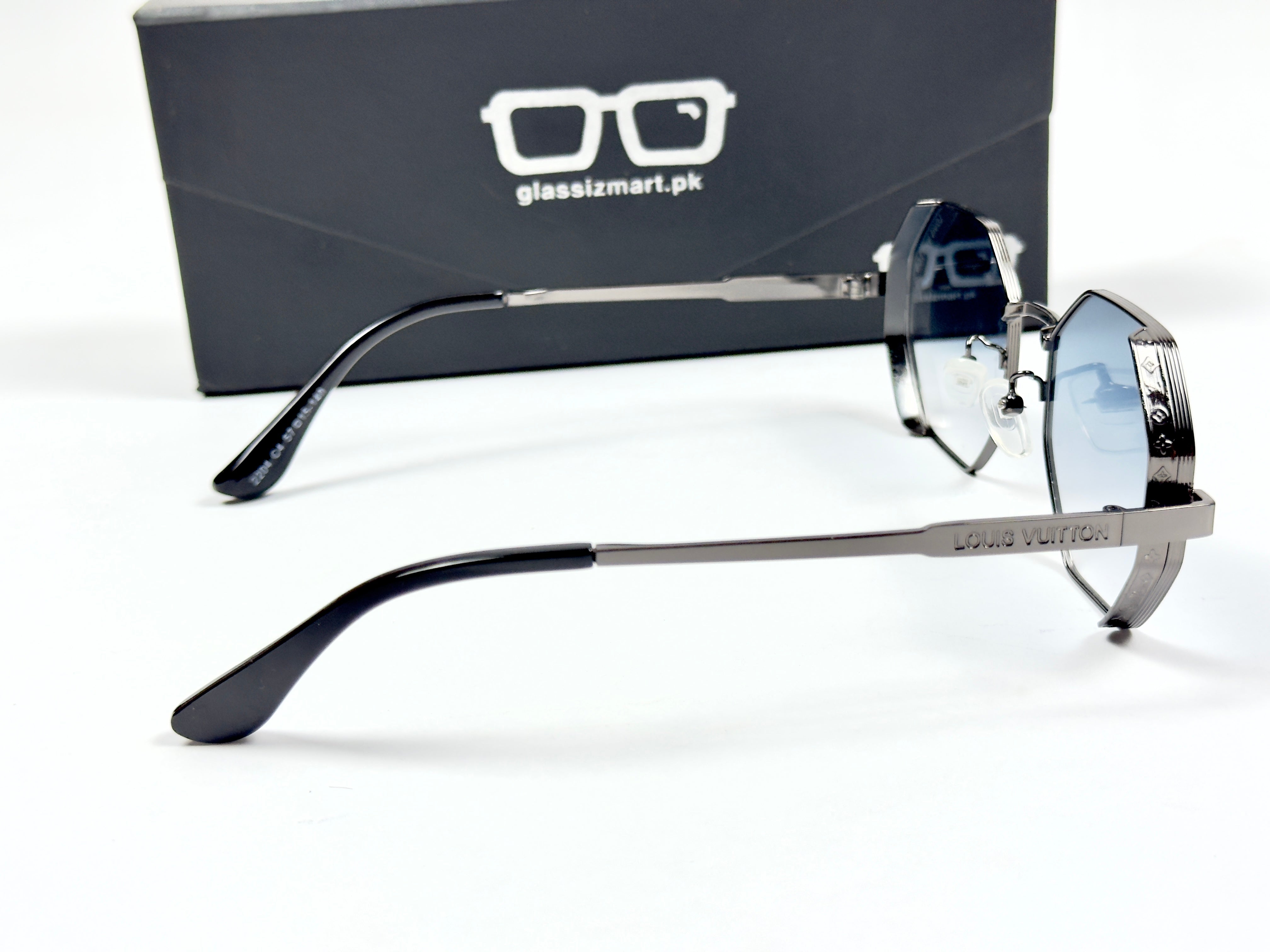 Louis Vuitton – 1938 – 57 – Grey Blue – Metal – Sunglasses – Ladies