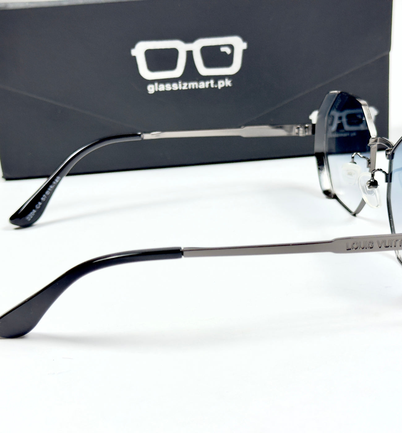 Louis Vuitton – 1938 – 57 – Grey Blue – Metal – Sunglasses – Ladies