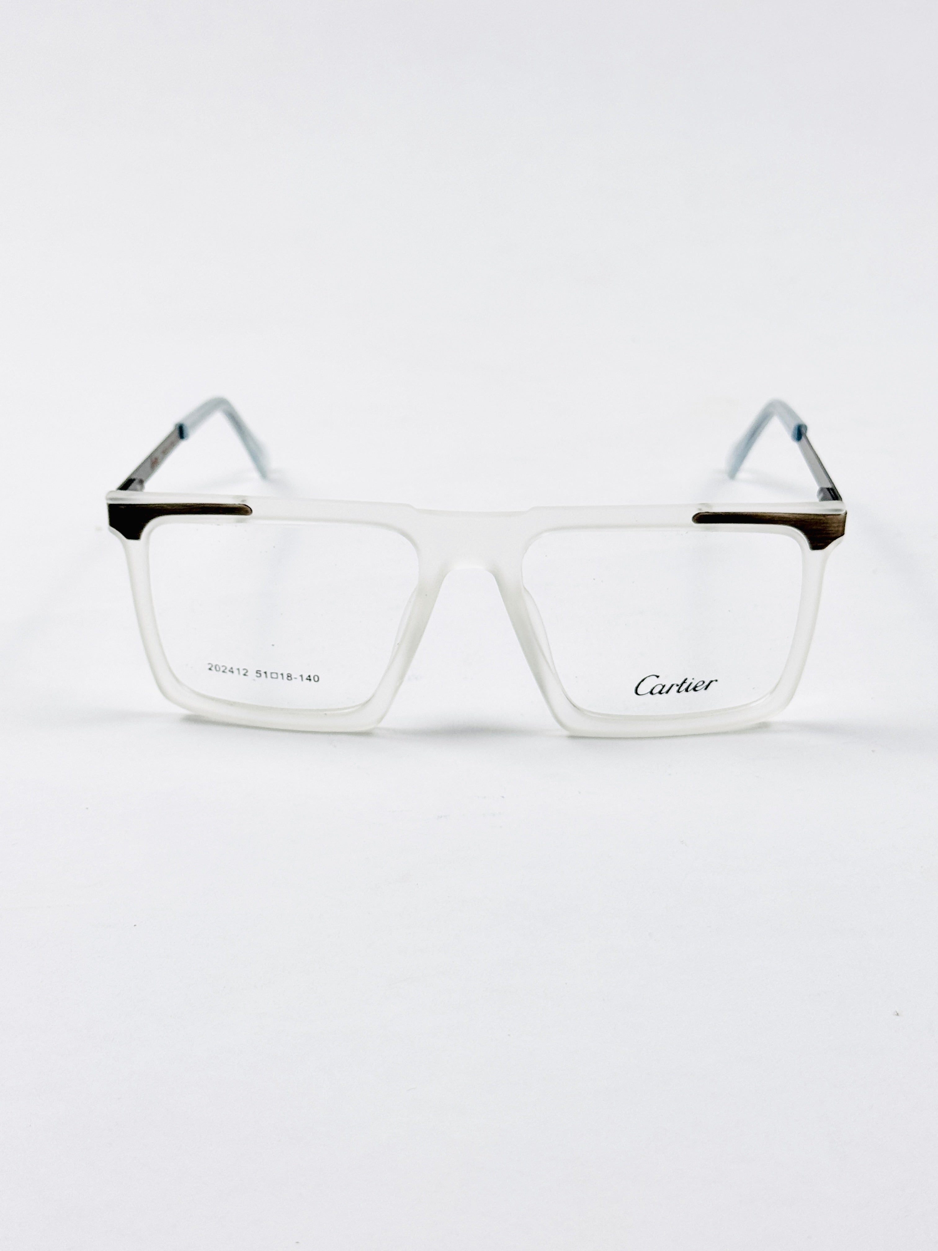 Cartier – 202412 – 51 - Transparent White – Metal - Acetate  – Optics - Unisex